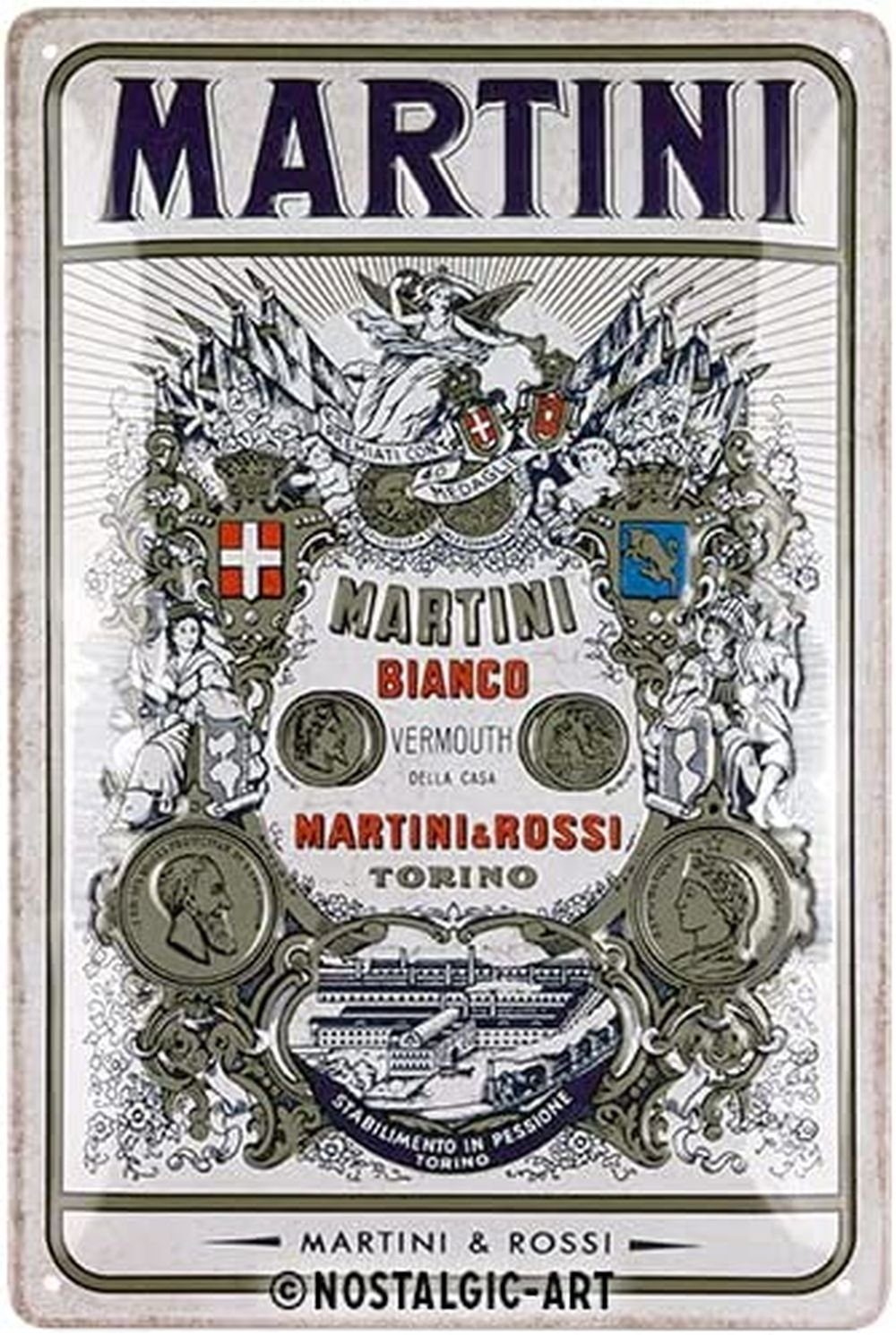 Nostalgic-Art Metallschild Blechschild 20 x 30cm - Bacardi - Martini - Bianco Vermouth Label