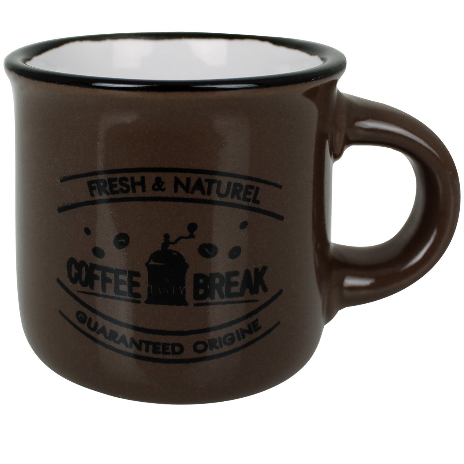 Koopman Tasse Kaffeetassen Bistro 60 ml Tee Kaffee Henkeltassen, Set Set Becher Kaffeegeschirr Tassenset 6er Geschirr Kaffeebecher