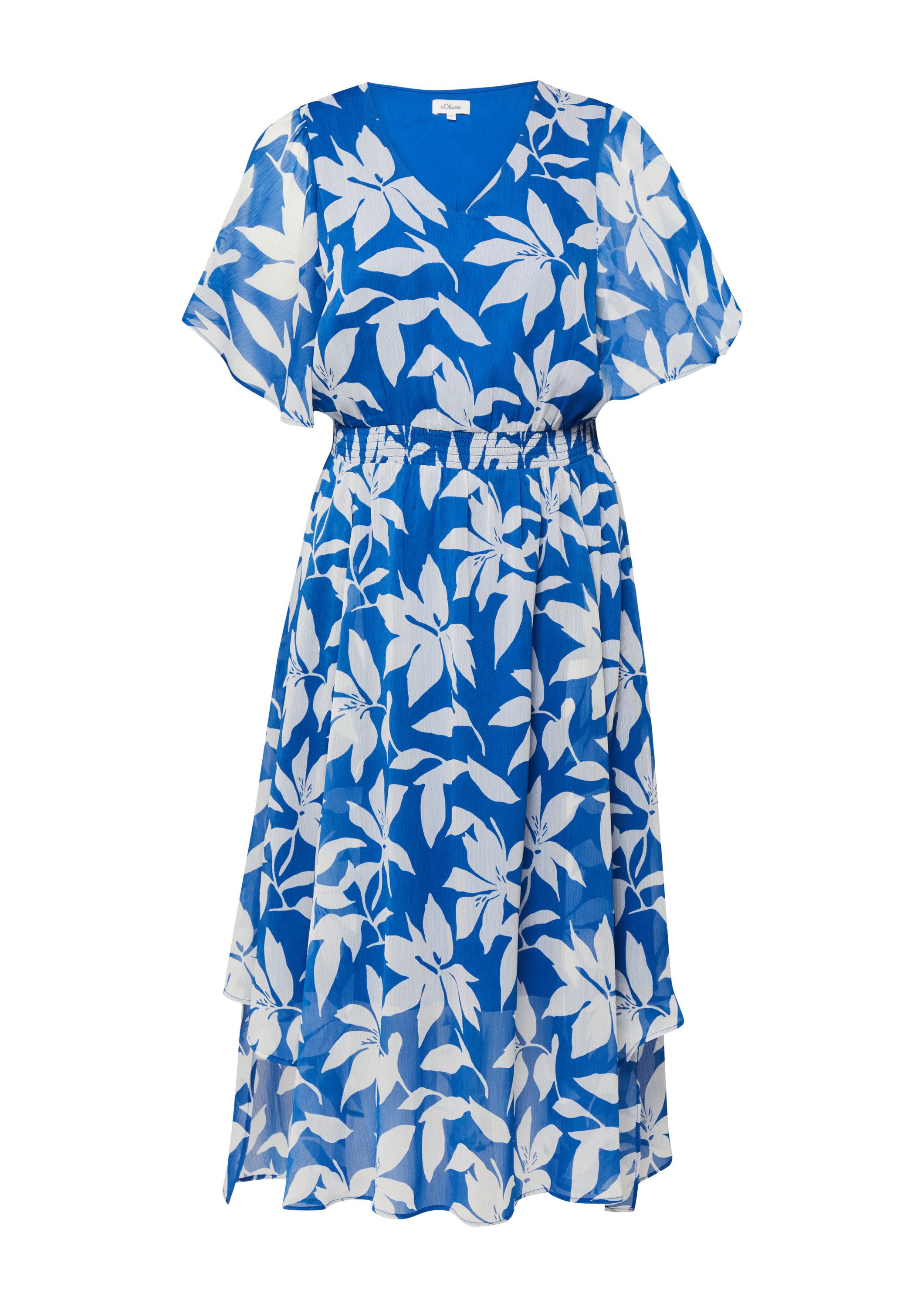 s.Oliver Maxikleid Kleid Maxikleid aus Chiffon mit gesmokter Taille