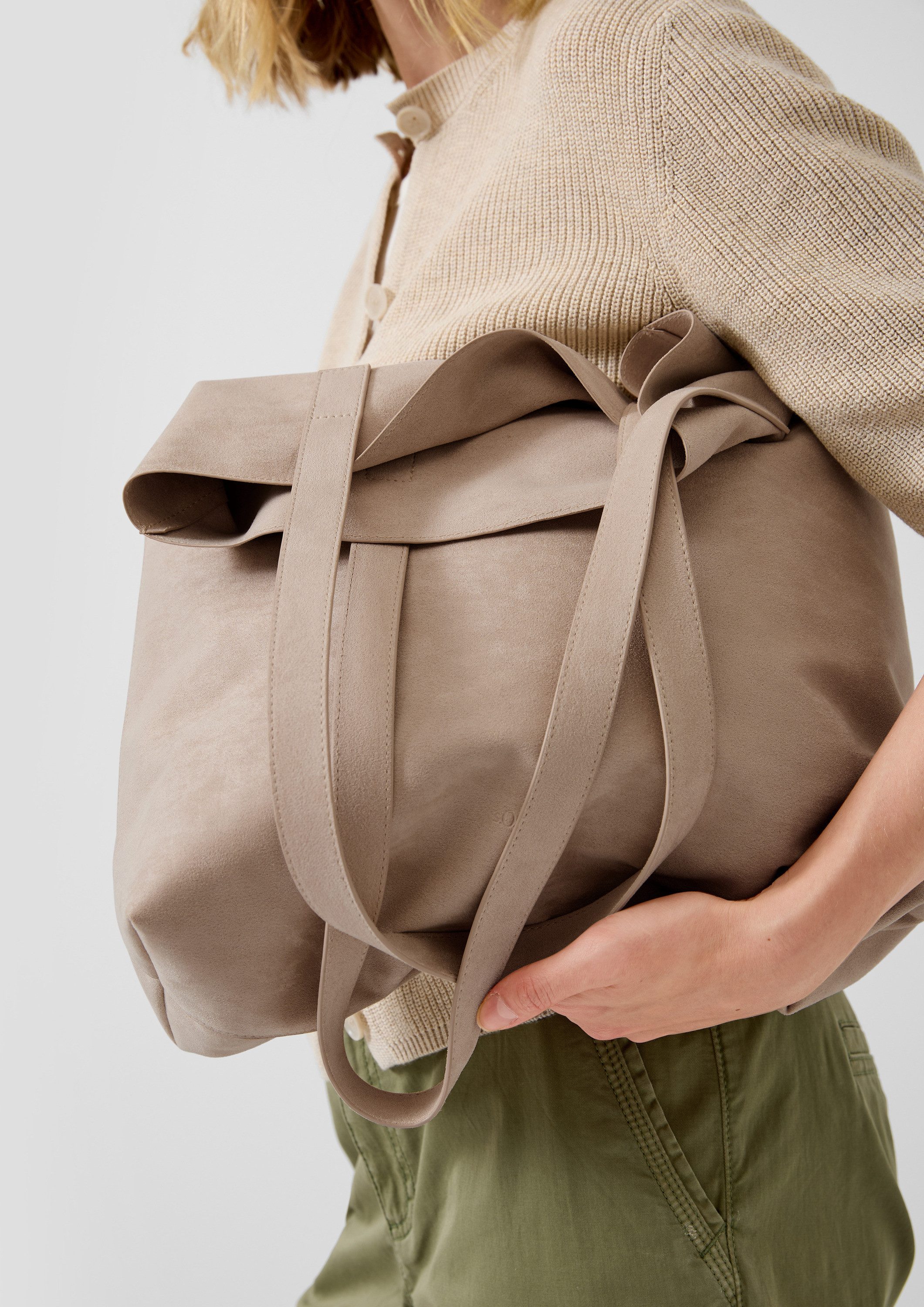 s.Oliver Schultertasche Tasche, Tote-Bag in Wildleder-Optik