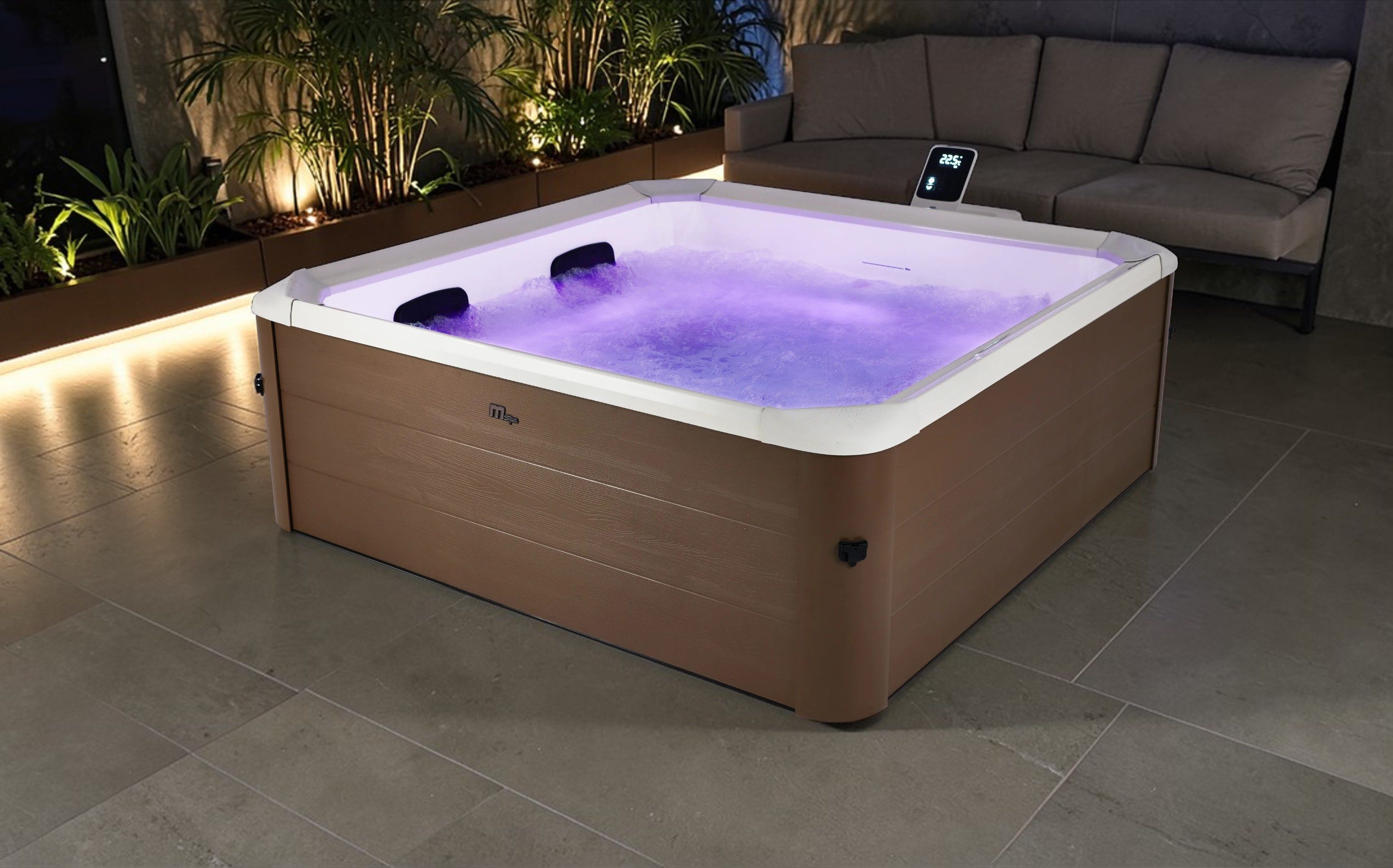 mSpa Whirlpool Oslo Amber AERO PLUS XXL 180 x 180 x 65 cm Ganzjährig Outdoor Pool, inkl. LED, UVC+, WiFi, App-Steuerung, 6 Personen
