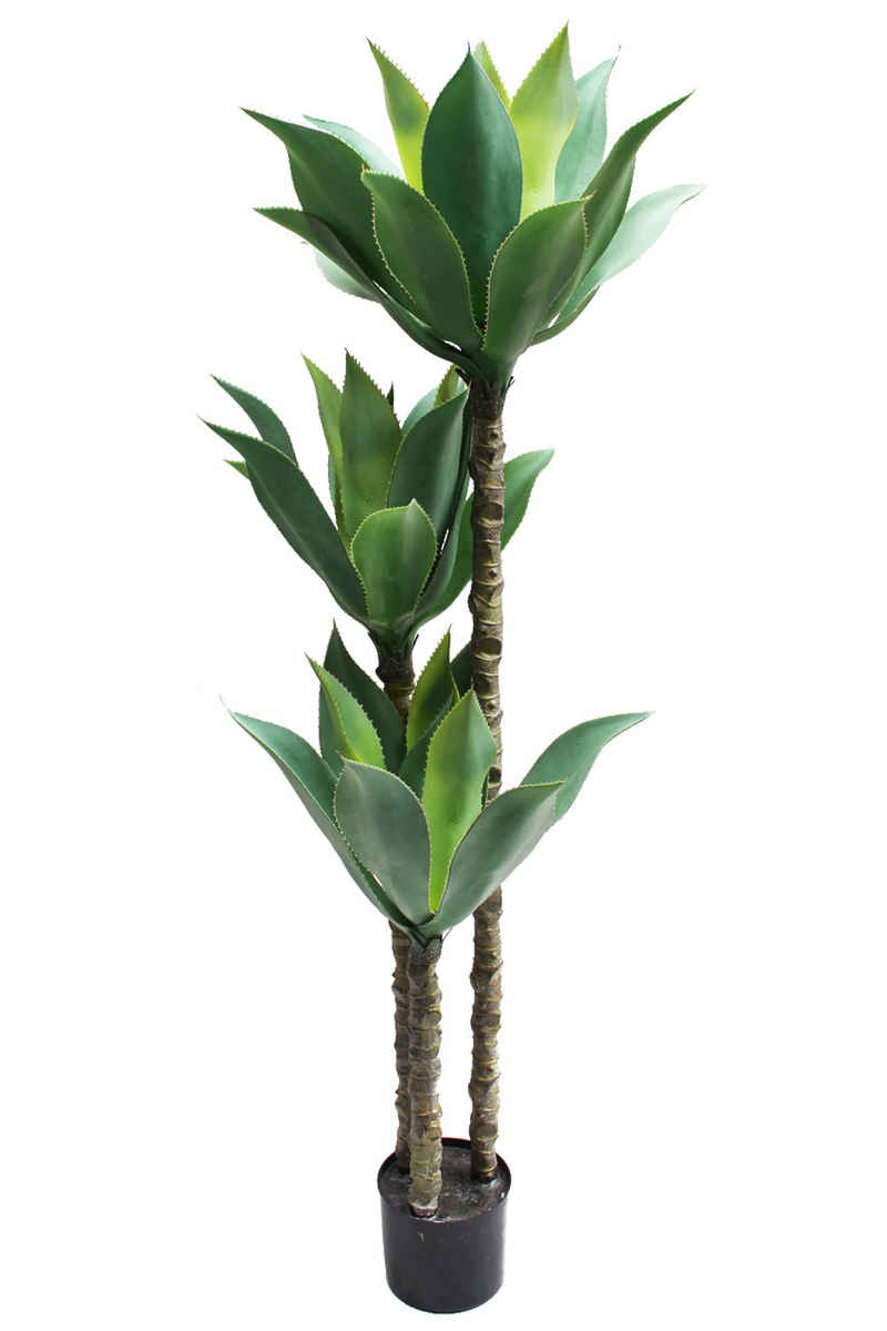 Kunstpflanze große künstliche Pflanze mit 3 Stämmen Agave, Arnusa, Höhe 150 cm, fertig im Topf