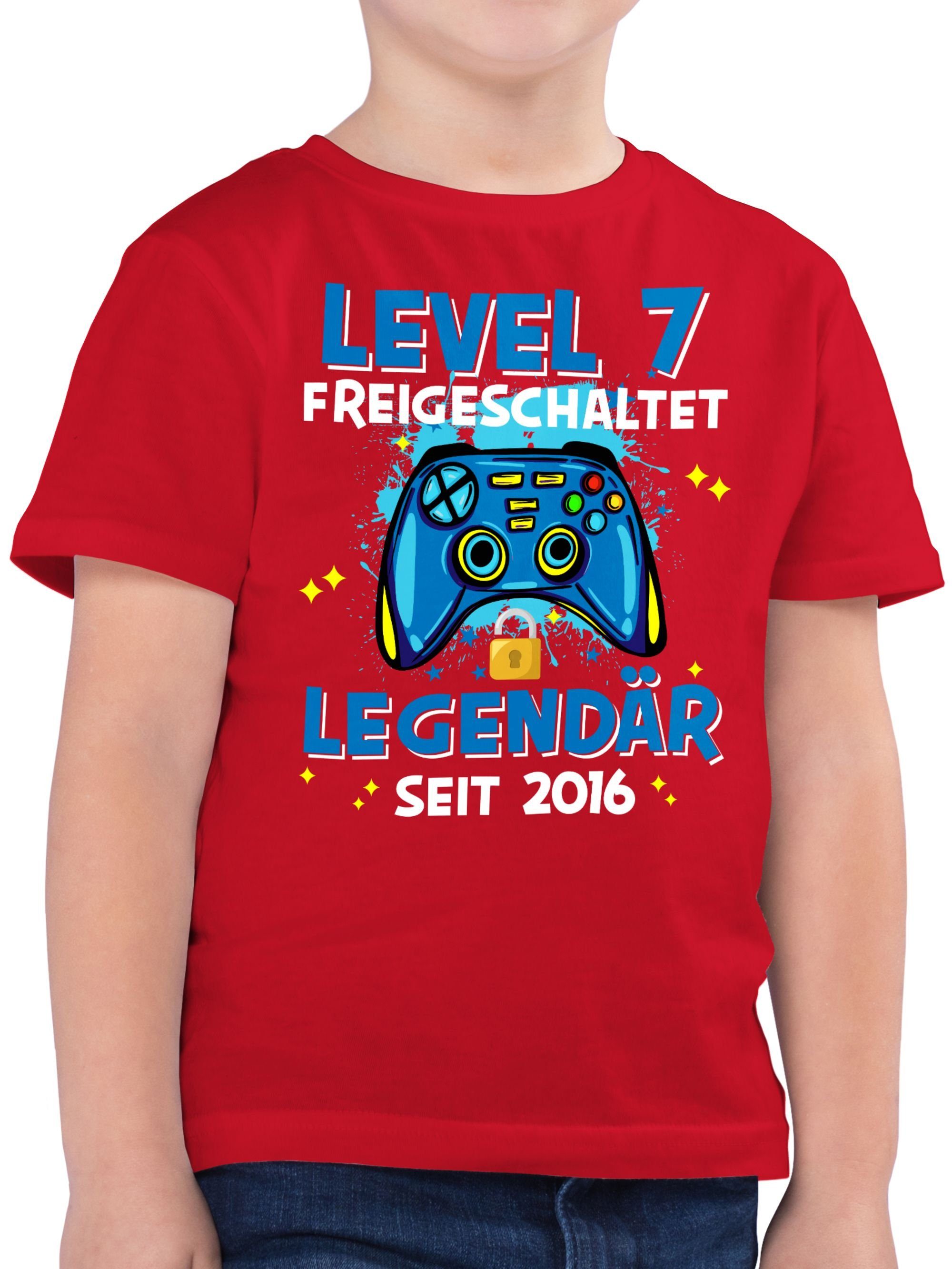 Shirtracer T-Shirt Level 7 freigeschaltet Legendär seit 2016 7. Geburtstag 03 Rot
