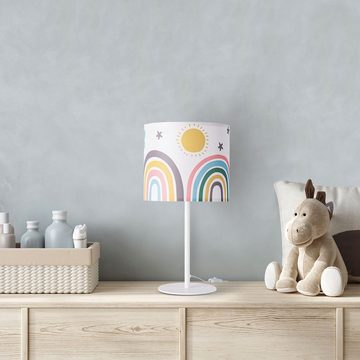 Paco Home Tischleuchte Tweet 462, ohne Leuchtmittel, Lampe Kinderzimmer Ø 18cm Regenbogen Sonne Wolken Höhe 36,5cm E14