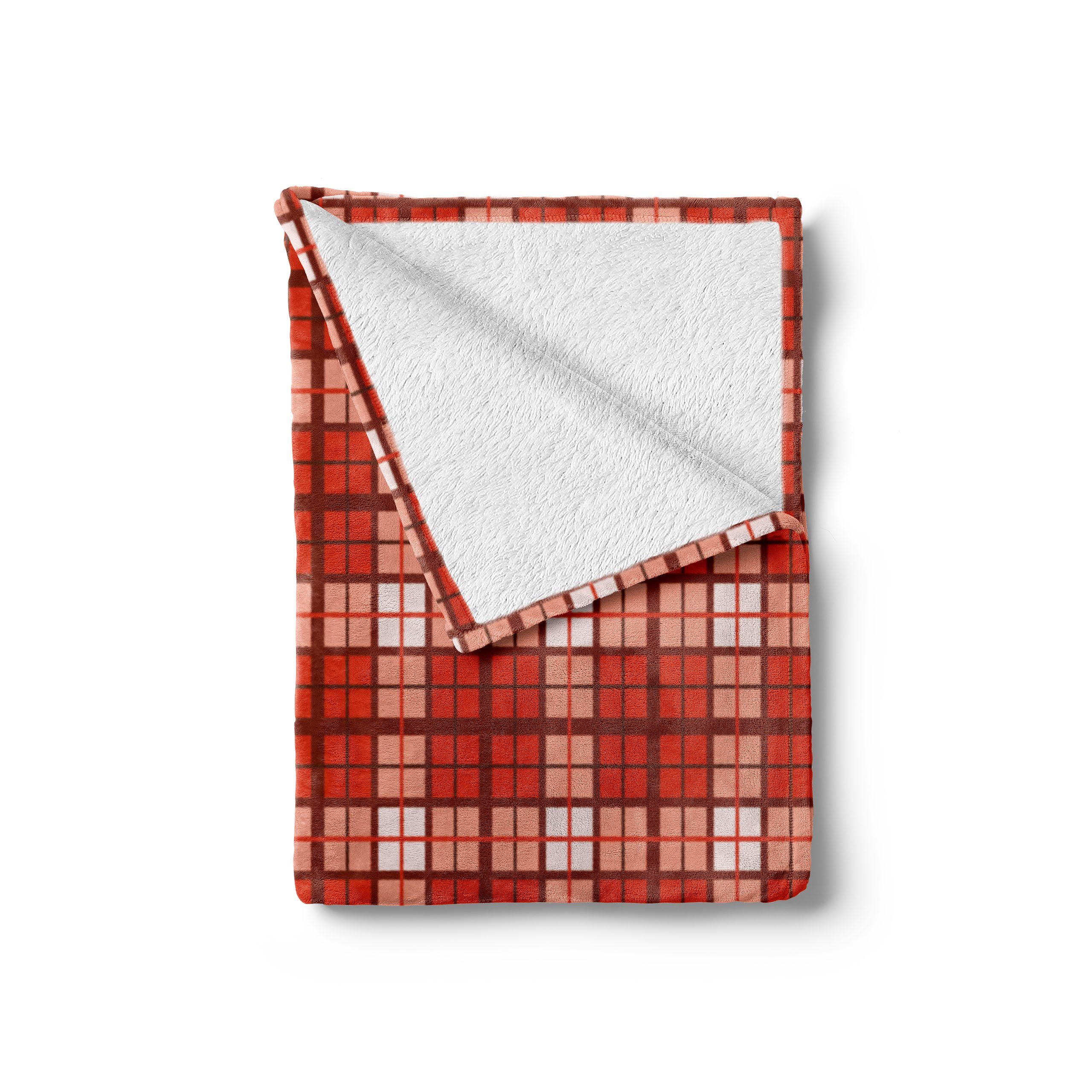 für den Plüsch Gemütlicher Außenbereich, Plaid Tartan-Motiv Innen- Wohndecke und Vintage Abakuhaus,