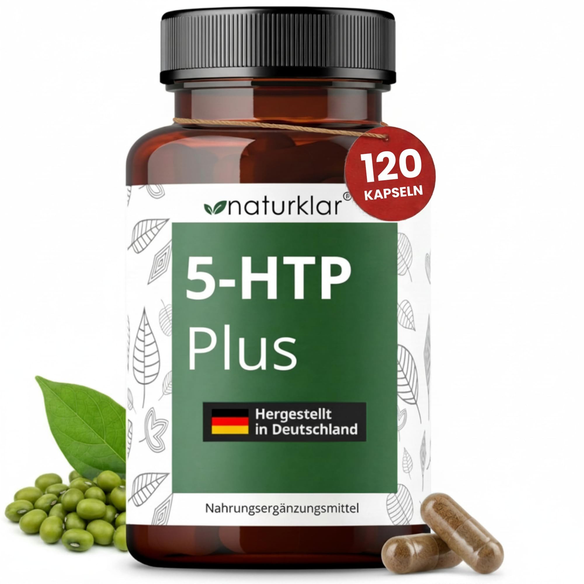 Naturklar 5-HTP Griffonia Kapseln mit Magnesium & Vitamin B6, vegan, 120 St. Kapseln, 111 g