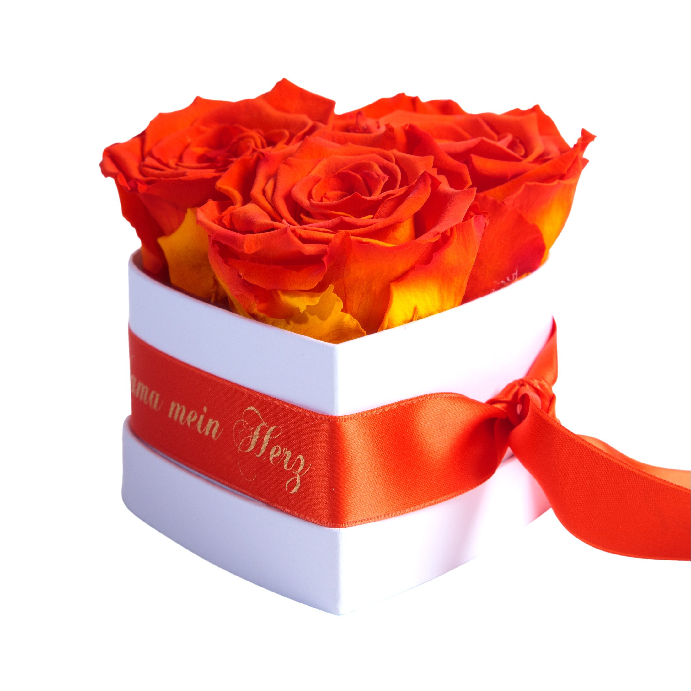 Kunstblume Mama Geschenk Du bist mein Herz Box 3 unendliche Rosen Rose, ROSEMARIE SCHULZ Heidelberg, Höhe 10 cm, echte Blumen 3 Jahre haltbar, Made in Germany