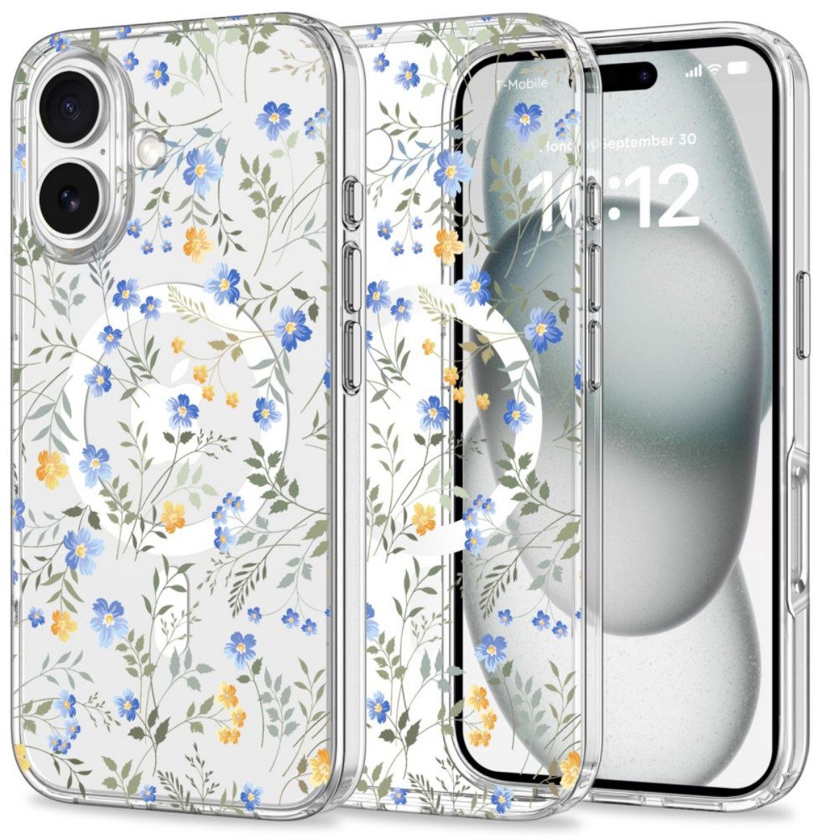 TECH PROTECT Handyhülle MagMood Blumenmotive mit Magnetfunktion Kompatibel mit iPhone 16 6,1, Schutzcase mit Magnetfunktion und griffiger TPU Oberfläche