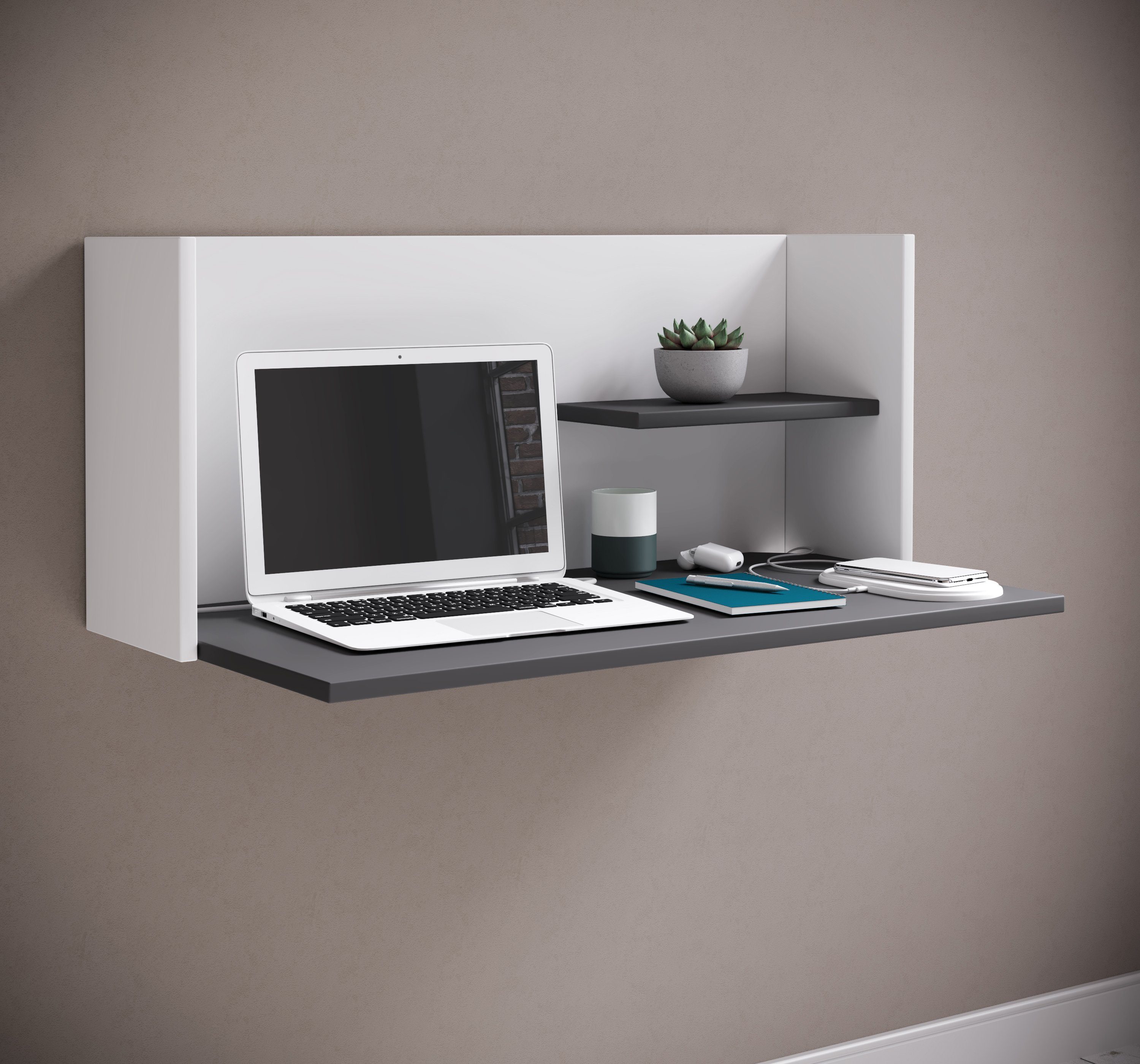 VCM Schreibtisch Wandschreibtisch Workas H. 35 x B. 90 x T. 43 cm, Holz Hänge Schreibtisch Wandlaptoptisch Workstation Computertisch
