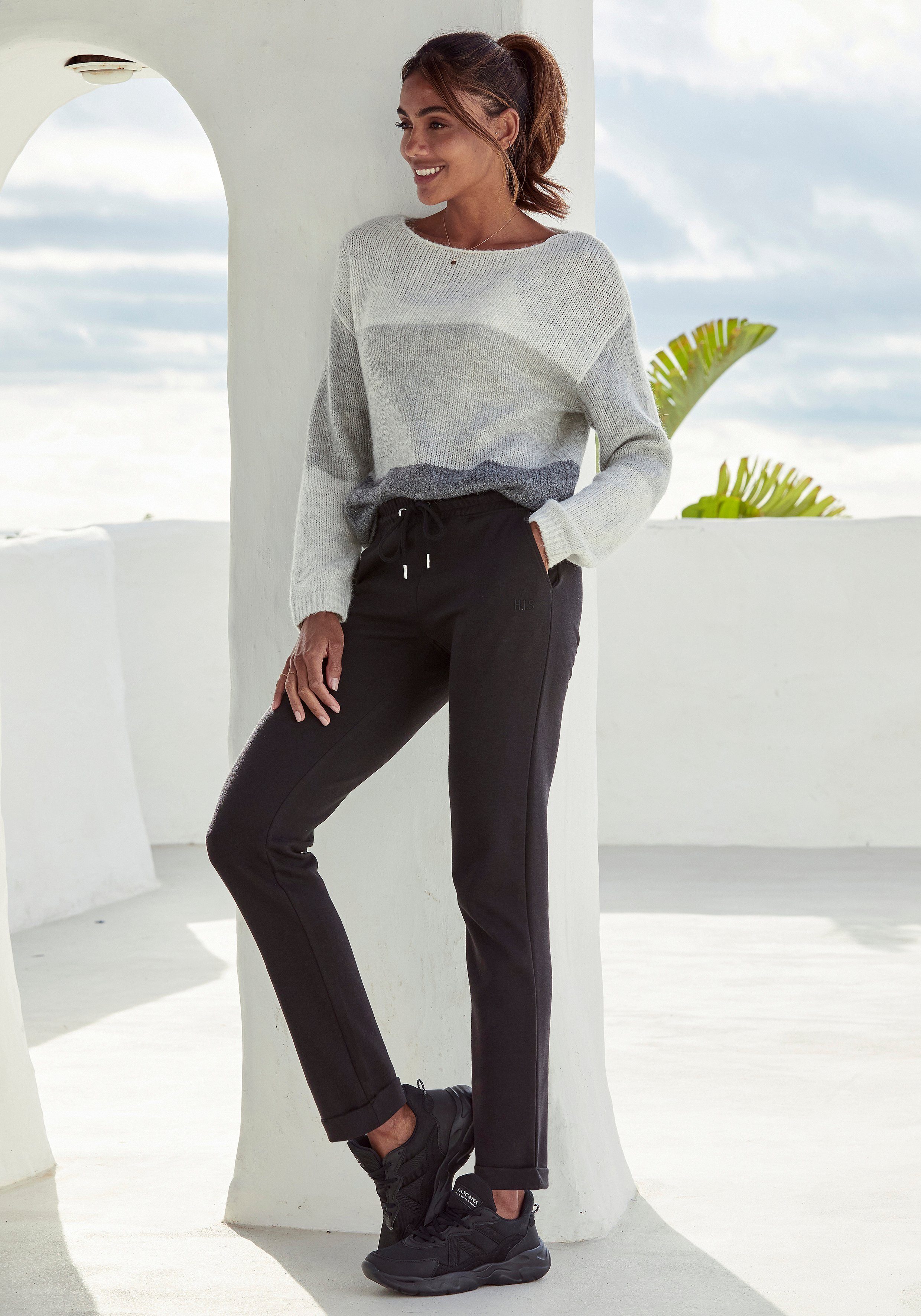 H.I.S Sweathose Schlupfhose mit kleinem Aufschlag am Saum, Loungewear
