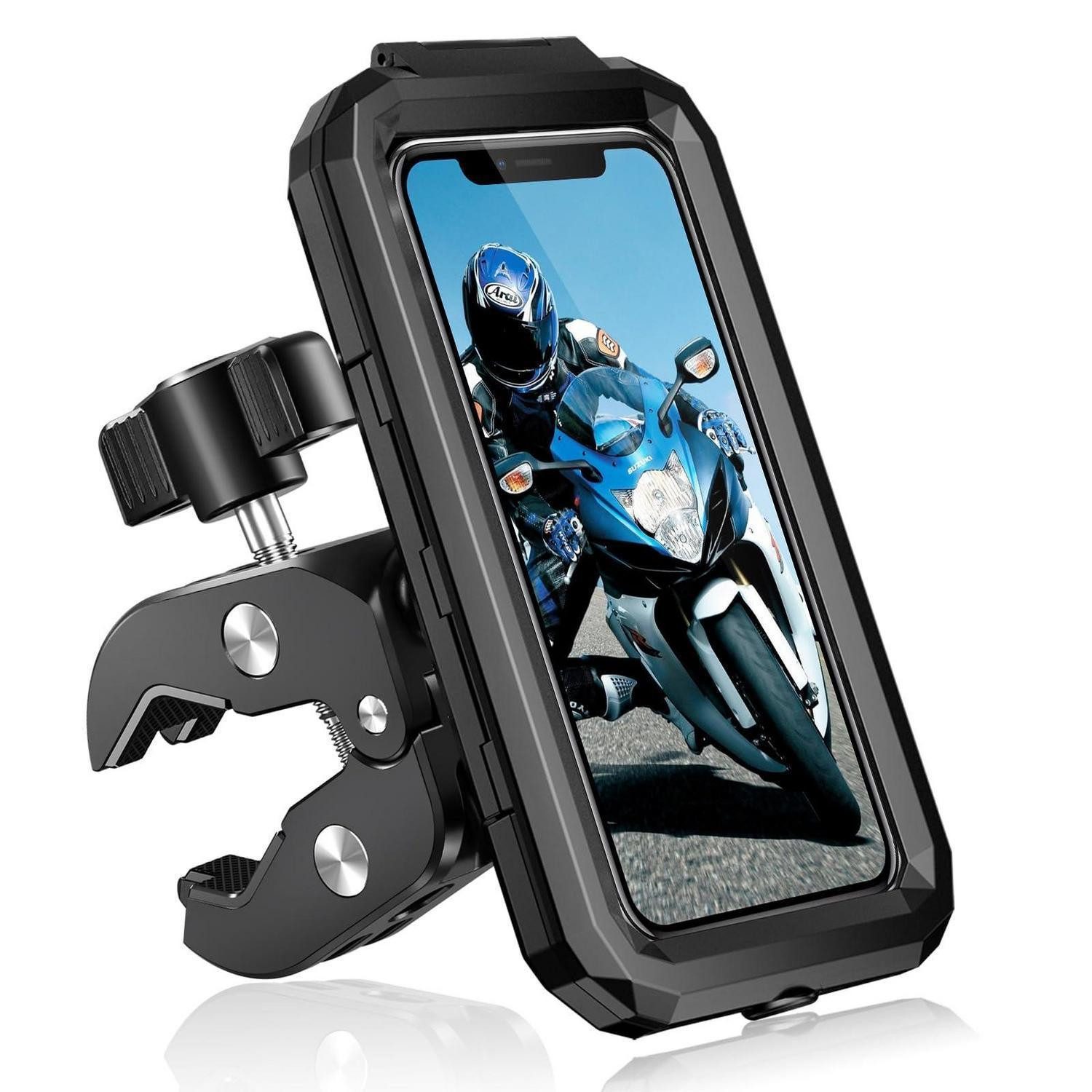 Handy-Halterung Handyhalterung Motorrad Fahrrad 360 Drehbar Wasserdicht L Schwarz