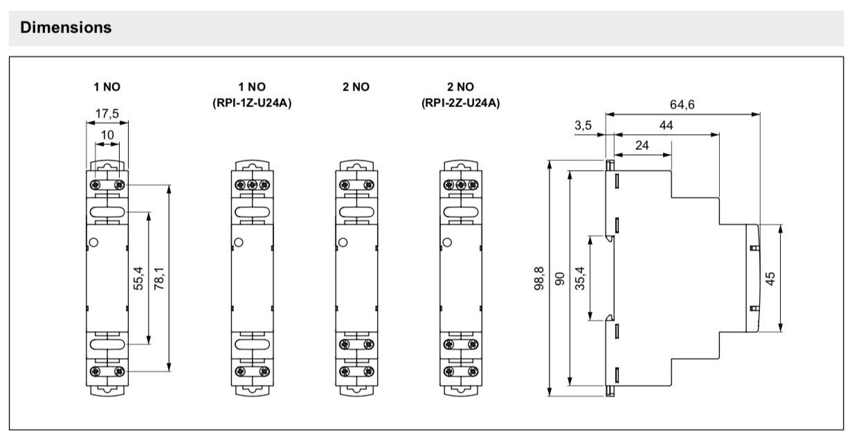 Relpol Verteilerbox RPI-1ZI-U24A - 16A Installationsrelais Schliesser AC AC/DC 24V 1 230V