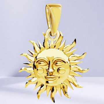 Goldene Hufeisen Sonnenanhänger Sonne Anhänger für Halsketten 925 Sterling-Silber vergoldet, Sonnen-Schmuck für Armbänder oder Kettenanhänger