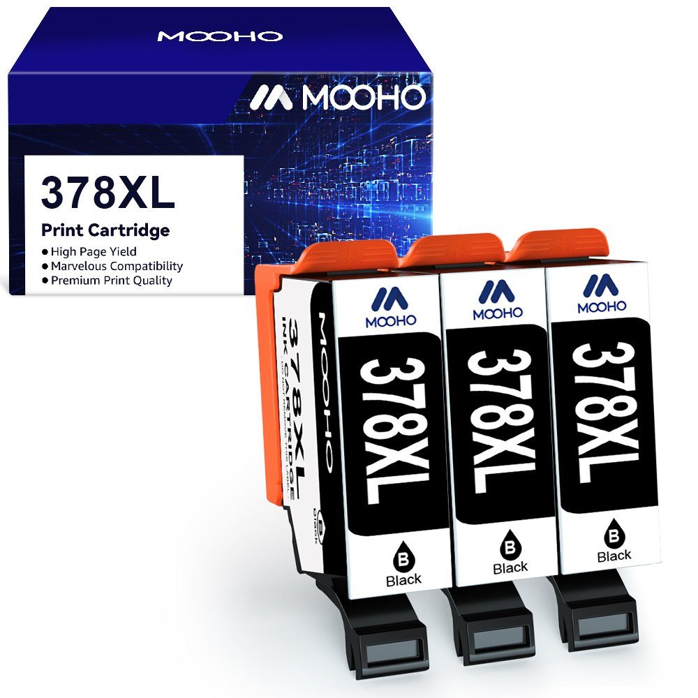 MOOHO 3er Schwarz 378 Druckerpatronen für EPSON 378XL Tintenpatrone (Expression Photo HD XP-15000 XP-8700 378 XP-8000 XP-8005 XP-8500 XP-8505 XP-8600 XP-8605)