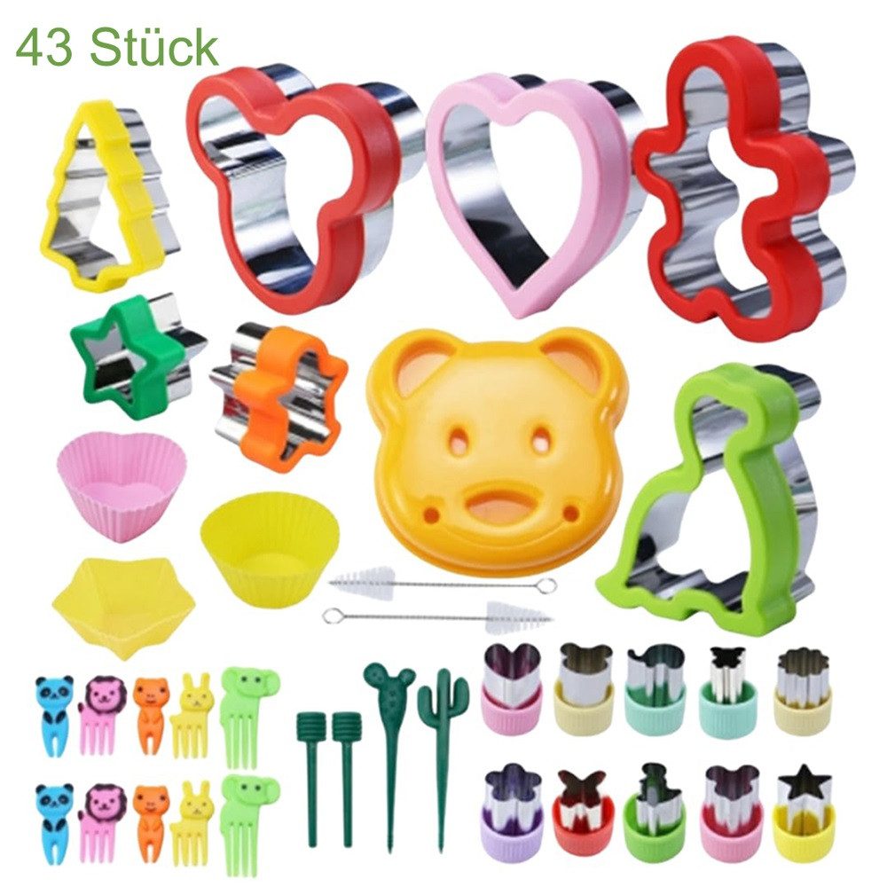 Ausstechform 43-St Multifunktional Ausstechformen Kinder Set Brot gemüse Ausstecher