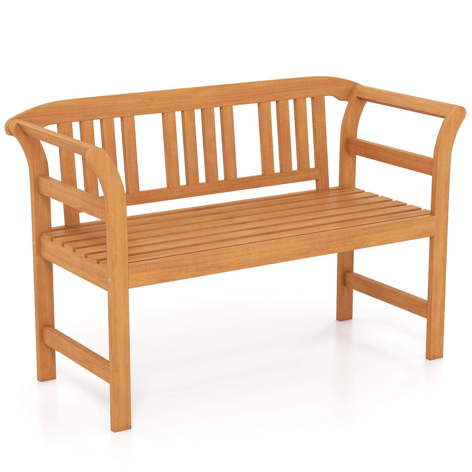 COSTWAY Gartenbank, Akazienholz 2-Sitzer wetterfest Sitzbank mit Armlehnen 100cm
