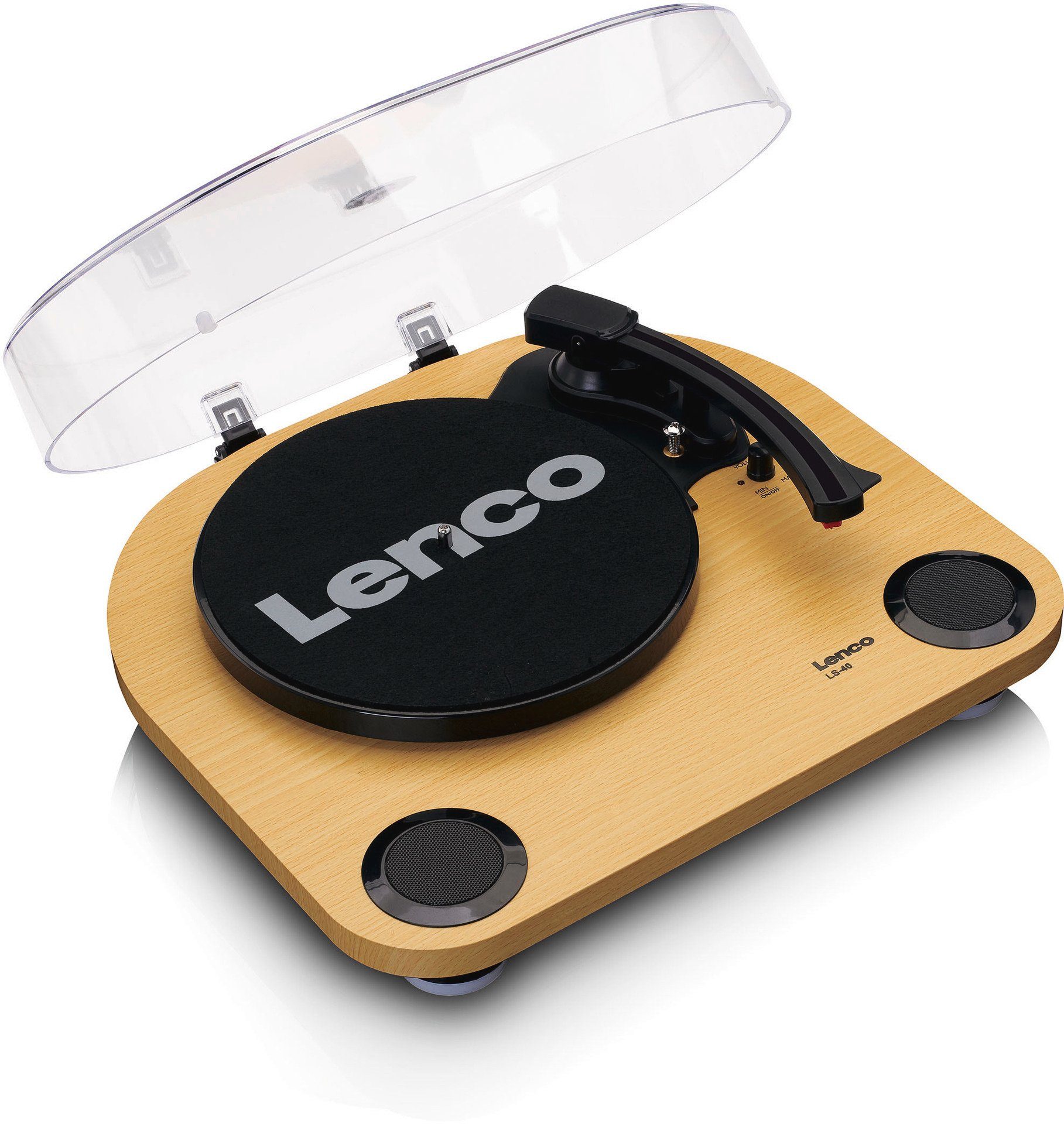 Lenco LS-40WD Plattenspieler (Riemenantrieb) Plattenspieler int. Holz mit Lautsprechern