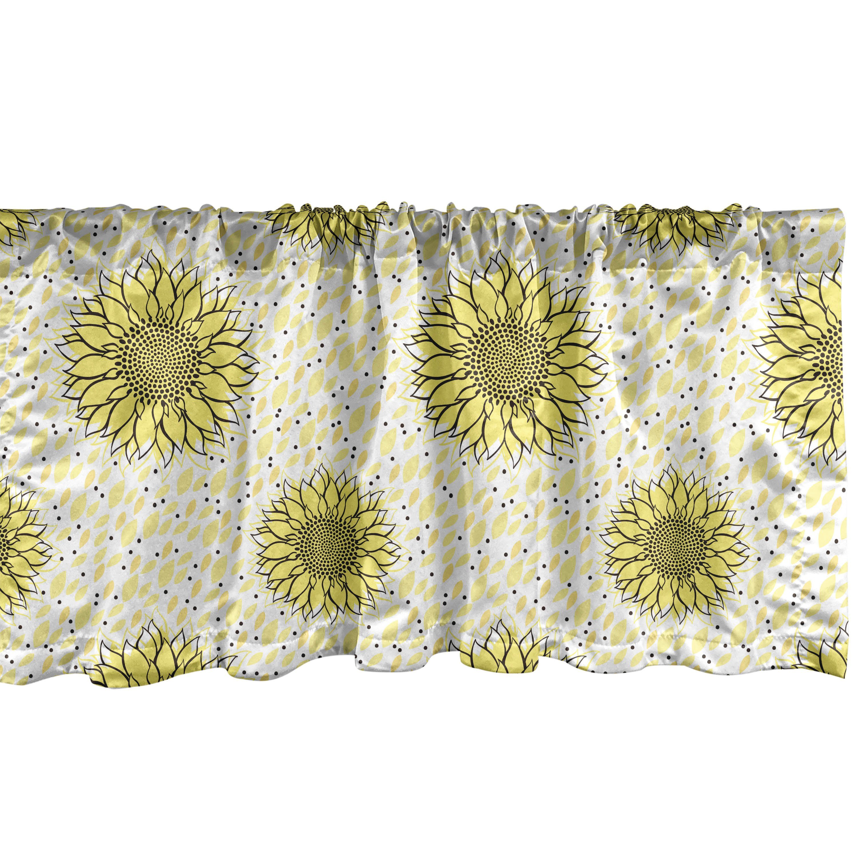 Scheibengardine Vorhang Volant für Küche Schlafzimmer Dekor mit Stangentasche, Abakuhaus, Microfaser, Gelbe Punkte Sunflowers Spots
