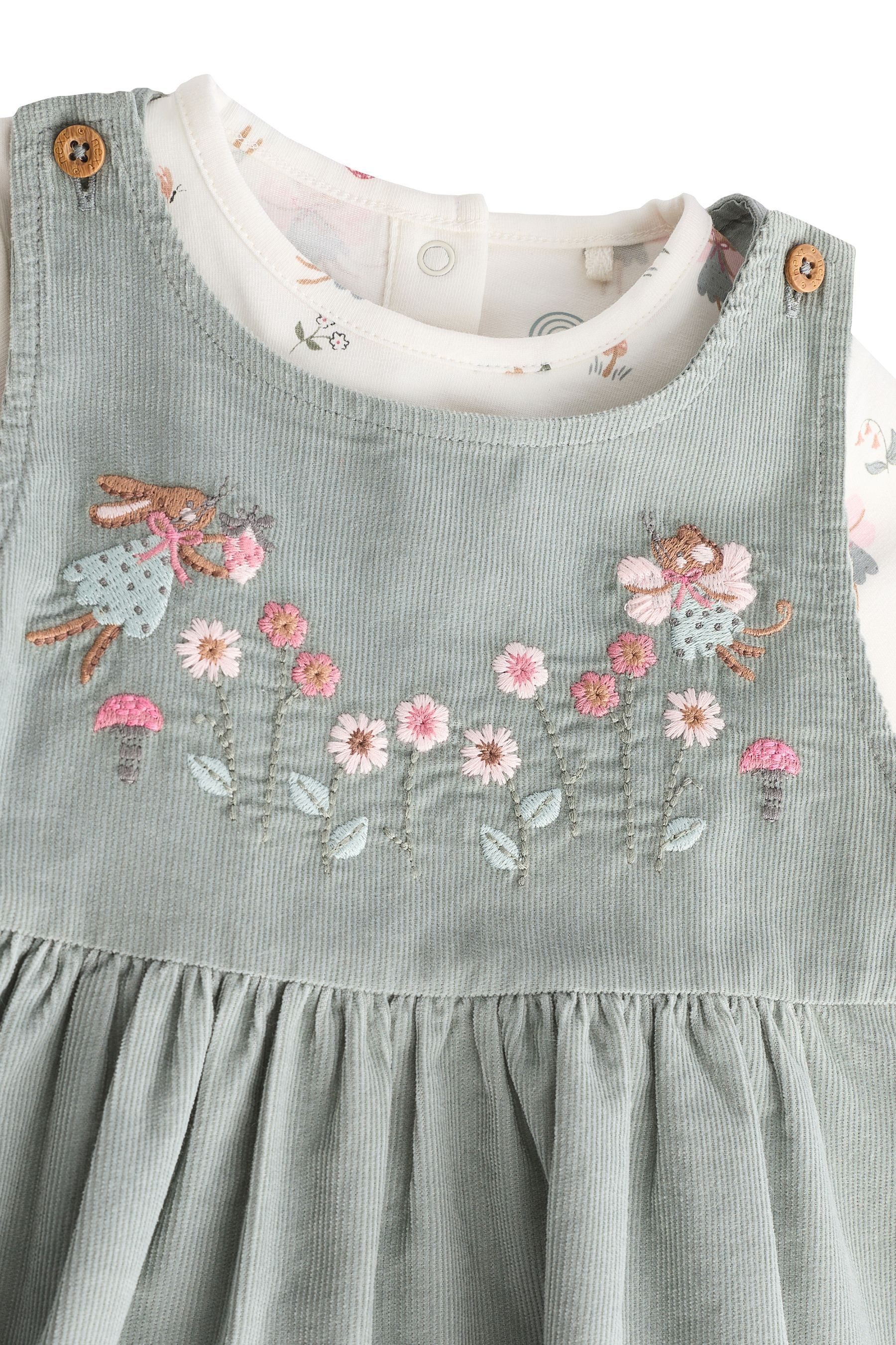 Next Latzkleid Baby Cord-Trägerkleid mit Strumpfhose (3-tlg)