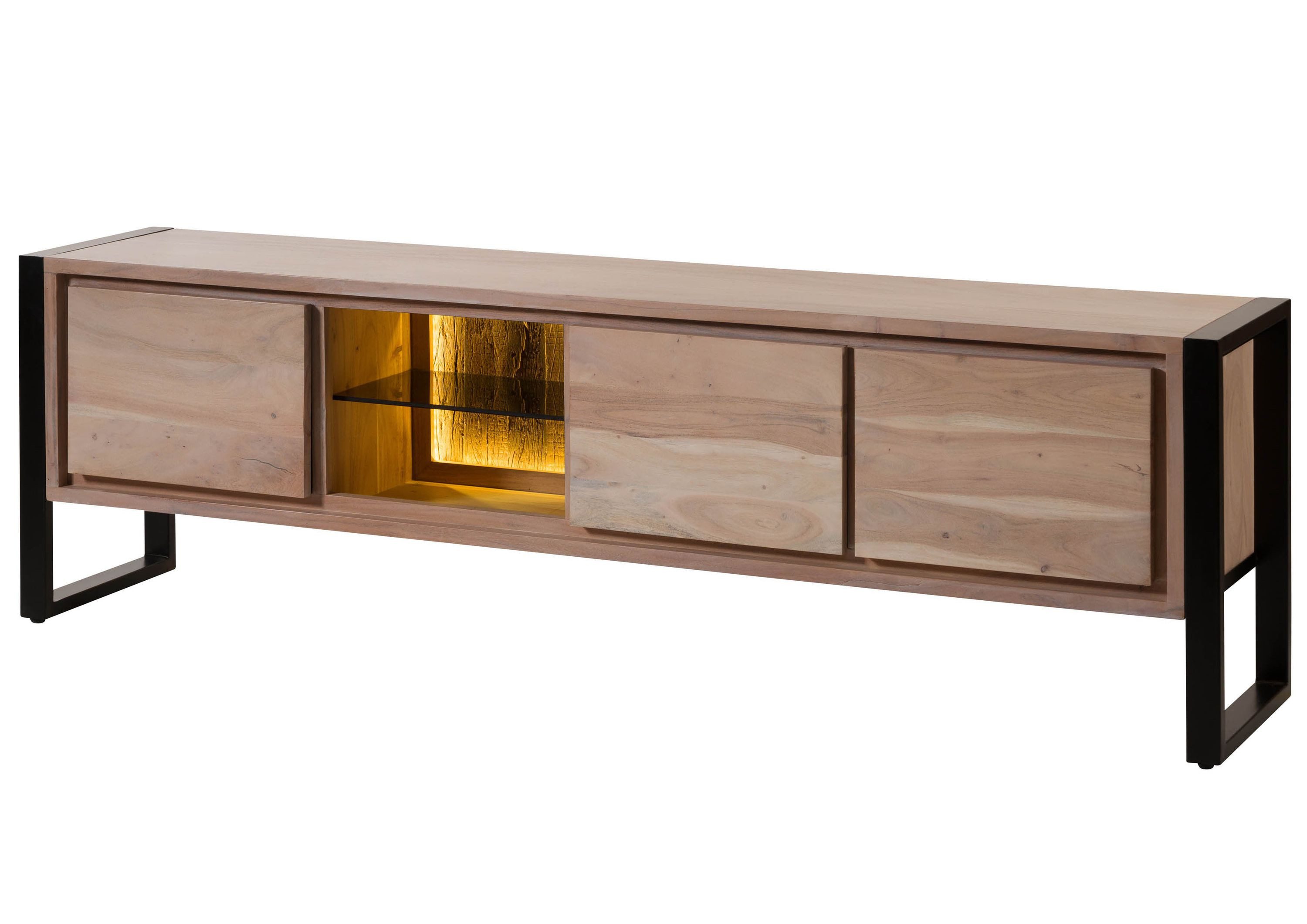 Massivmoebel24 Lowboard DENVER (Massivholz), Akazie / Altholz 200x40x60 natur lackiert DENVER #116