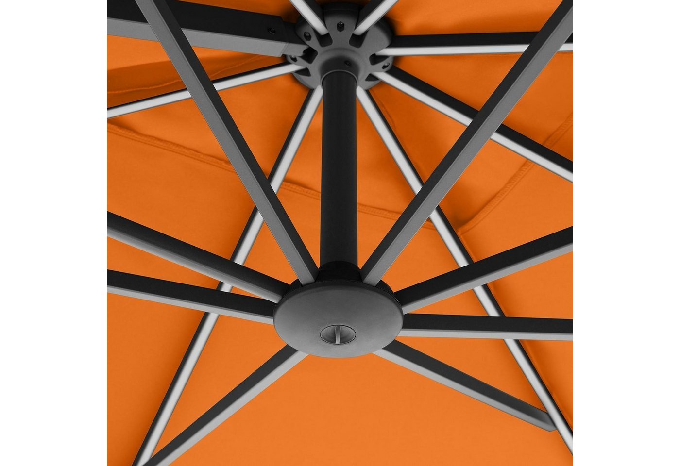 Thumbnail - doppler® Ampelschirm MY ZONE, Anthrazit, Orange, Aluminium, Polyester, LxB: 220x300 cm, mit LED-Beleuchtung, Solar-Panel...
