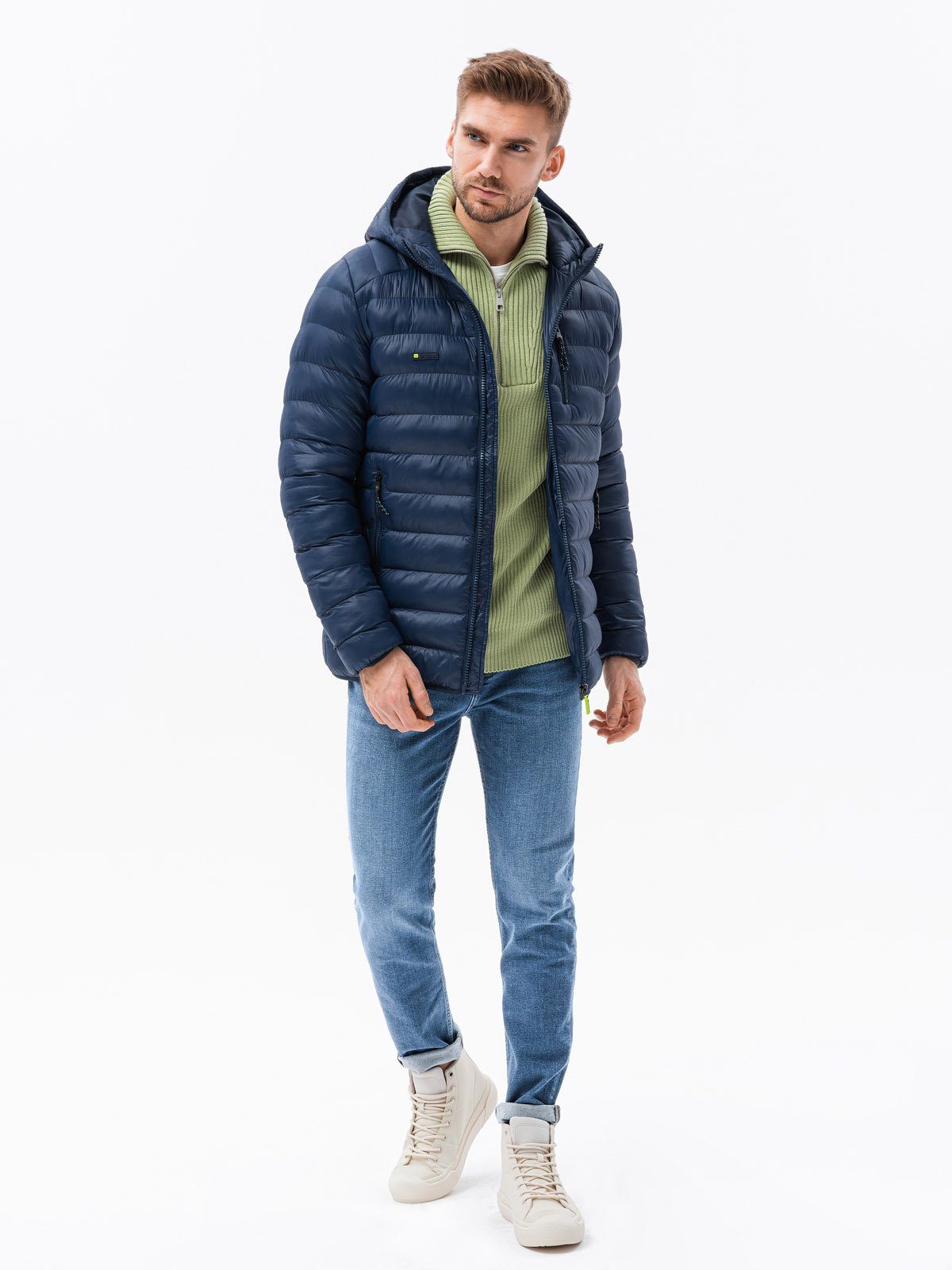 blau V3 OMBRE Marineblau - navy mit Steppjacke Steppjacke Kapuze C549 XL Herren