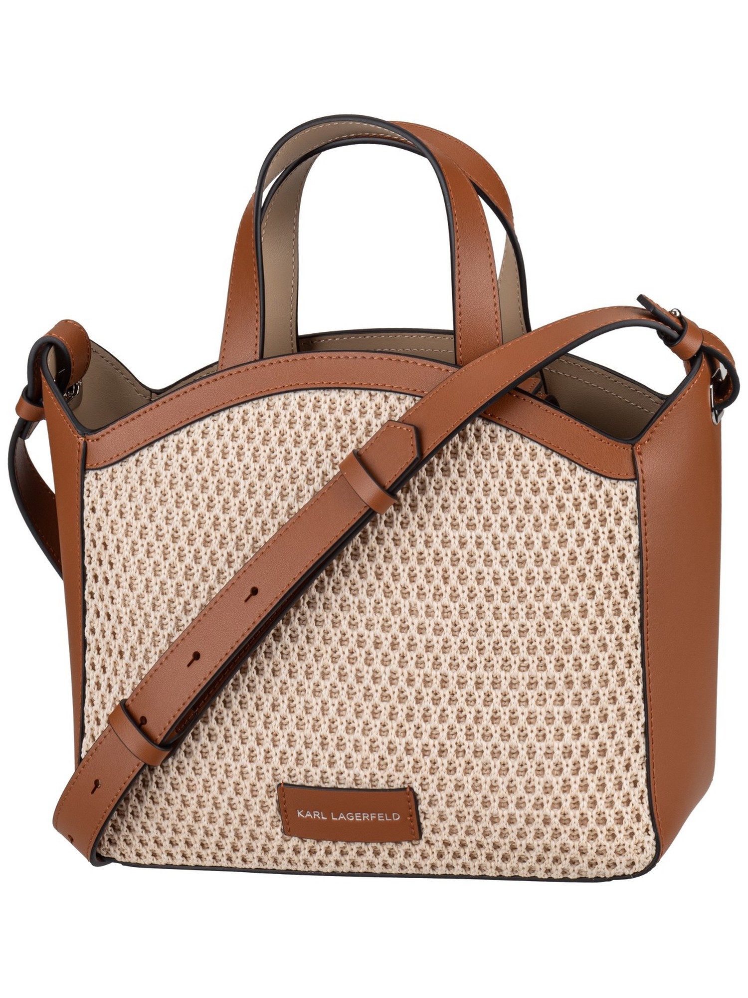KARL LAGERFELD Handtasche K/Circle SM Tote Raffia Mesh Natural/Tan, Tote Bags