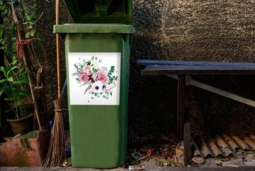 MuchoWow Wandsticker Blumen - Rosen - Anemone (1 St), Mülleimer-aufkleber, Mülltonne, Sticker, Container, Abfalbehälter