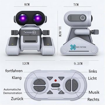 DTC GmbH RC-Roboter Wiederaufladbares Ferngesteuertes Roboter Spielzeug (für ab 3 4 5 6 7 8 Jahre Jungen und Mädchen Geschenk), mit LED-Augen Musik und Interessanten Geräuschen