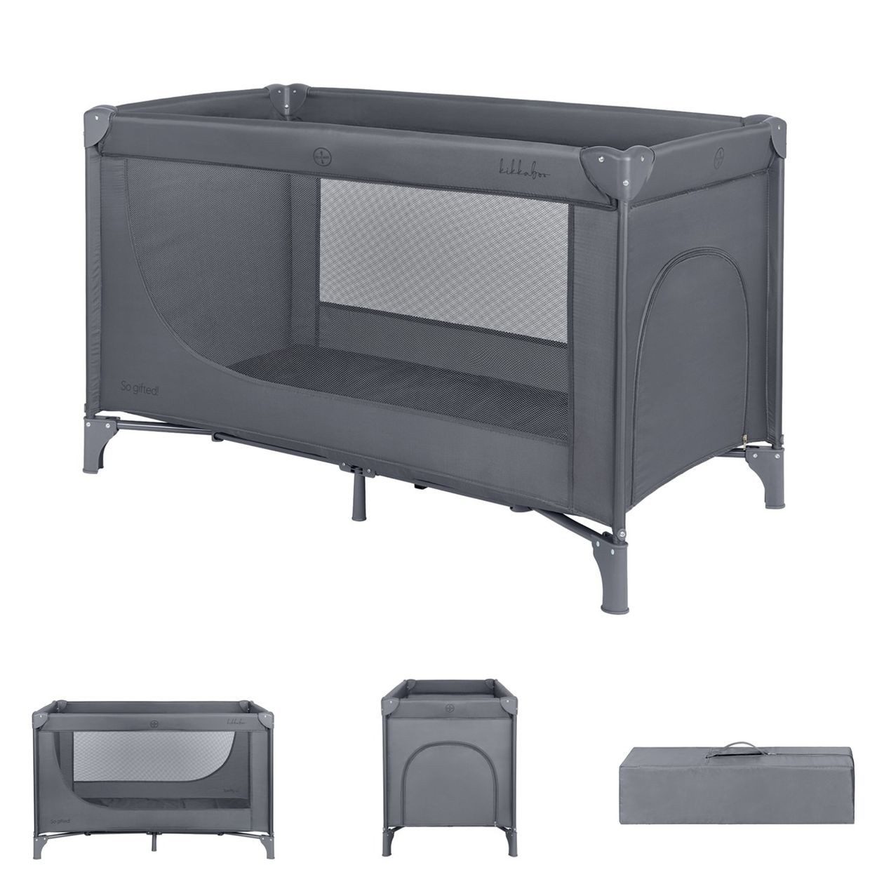 Kikkaboo Baby-Reisebett Reisebett so gifted eine Ebene, weiche Matratzenauflage, Seiteneingang