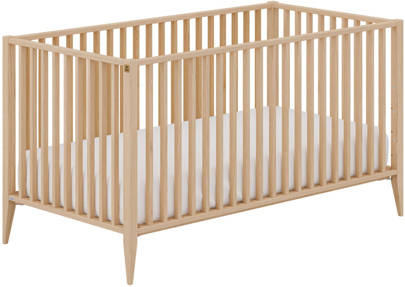 PAIDI Babybett MILA & BEN Steiff by PAIDI, 70x140cm, Buche Massivholz, Kinderbett, inkl. Lattenrost, Gitterbett höhenverstellbar, entnehmbare Sprossen
