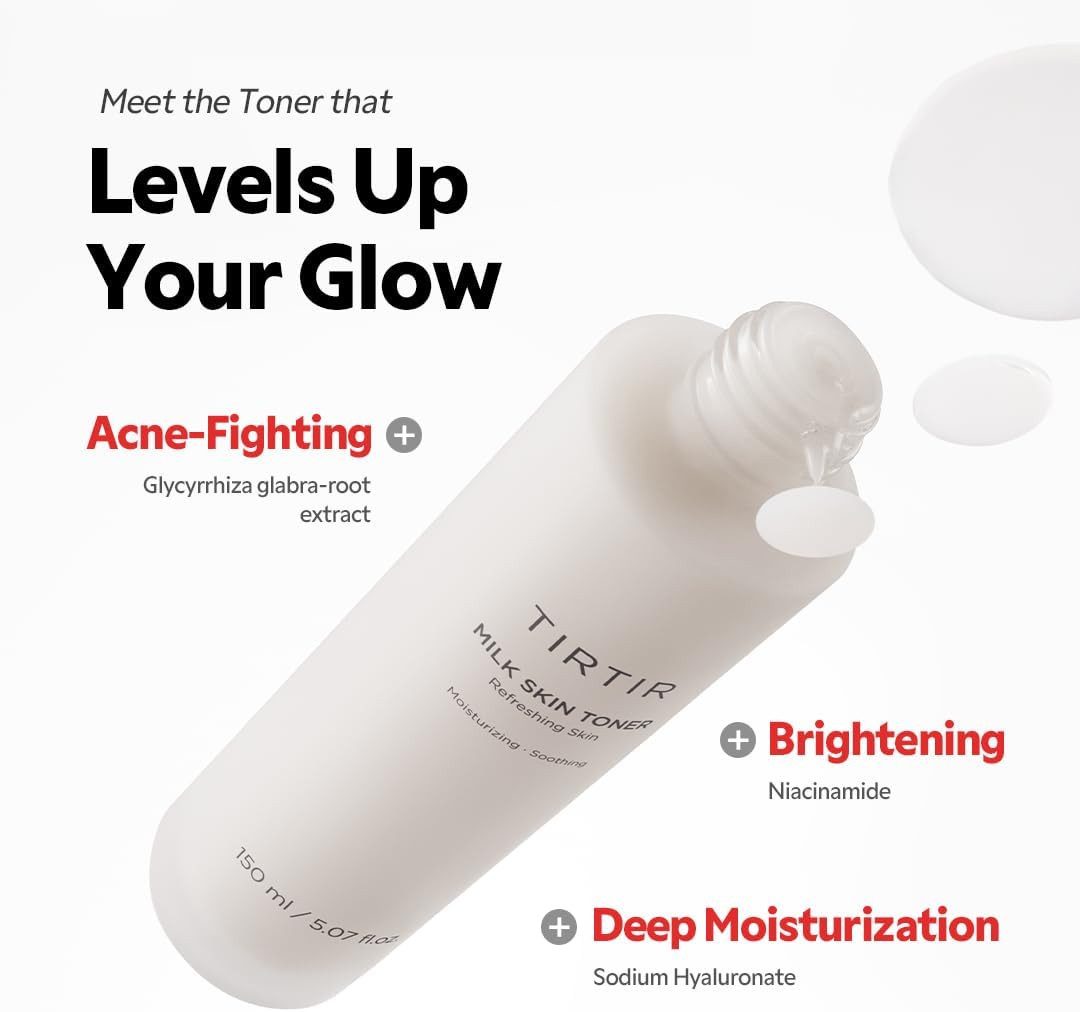 TIRTIR Toner Milk Skin Toner 150ml – Gesichtswasser mit Niacinamid & Reiskleieextrakt, feuchtigkeitsspendend & beruhigend, für empfindliche Haut & alle Hauttypen, koreanische Pflege