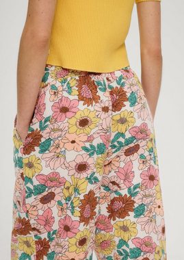 QS Stoffhose Loose: Hose mit floralem Print Durchzugkordel