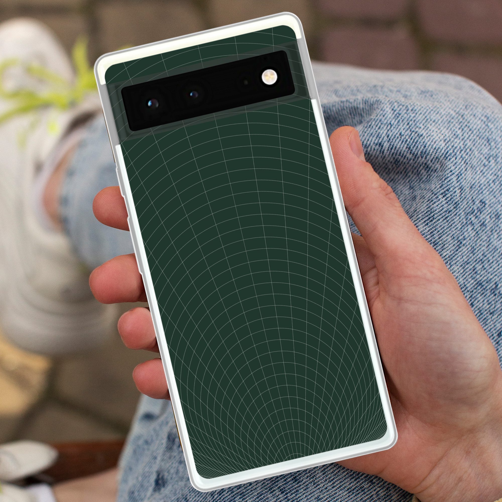 MuchoWow Handyhülle für Google Pixel 6 Tunnellinien - Grün - Abstrakt, Handy Case, Silikon, Bumper Case Dünn