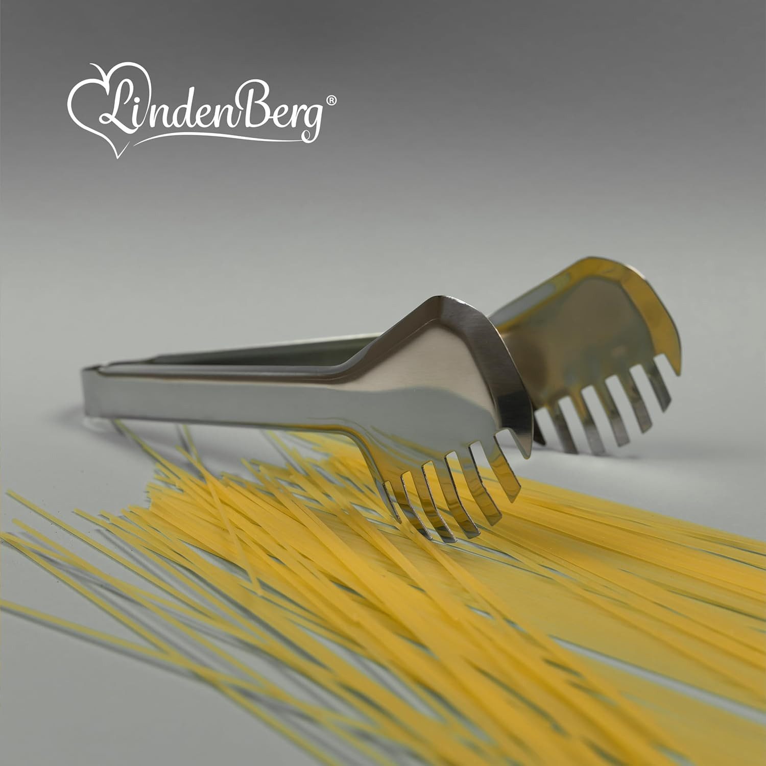 LindenBerg Nudelzange Spaghettizange Servierzange 23 cm, Pastazange Gebäckzange, Spaghetti Zange - Küchenzange aus Edelstahl - Küchenhelfer – Bild 3 von 5