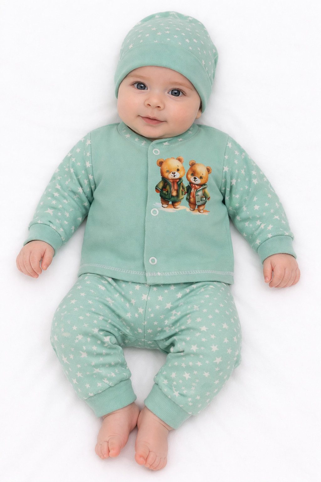 Shirt & Hose Erstlingsset Baby Anzug Hemdchen Mitwachshose Mütze neutral