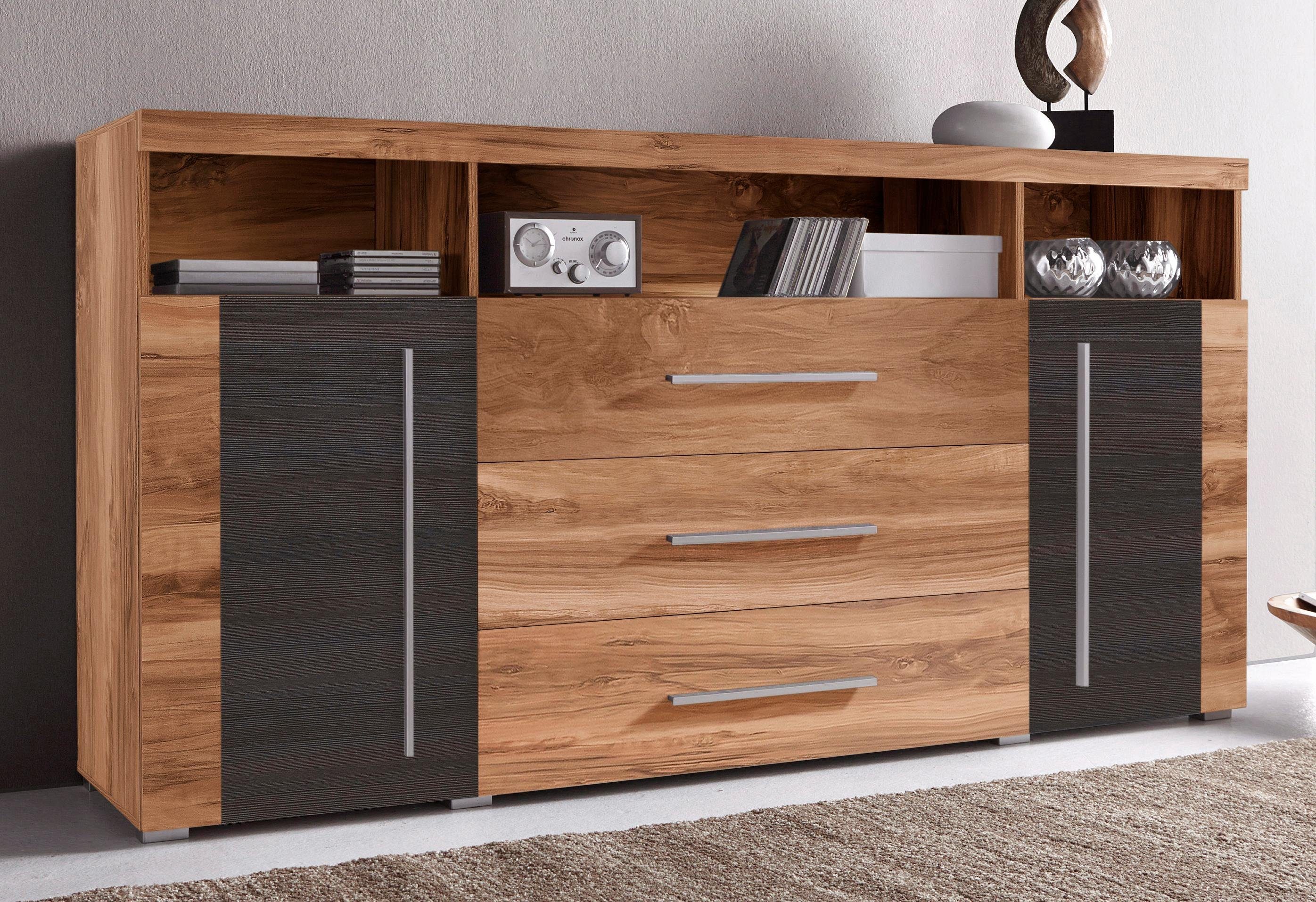 OTTO home Sideboard Roger,Breite 182cm, stilvolle Schrank, 2 Holztüren 3 Schubladen, Kommode mit viel Stauraum, Einlegeböden verstellbar