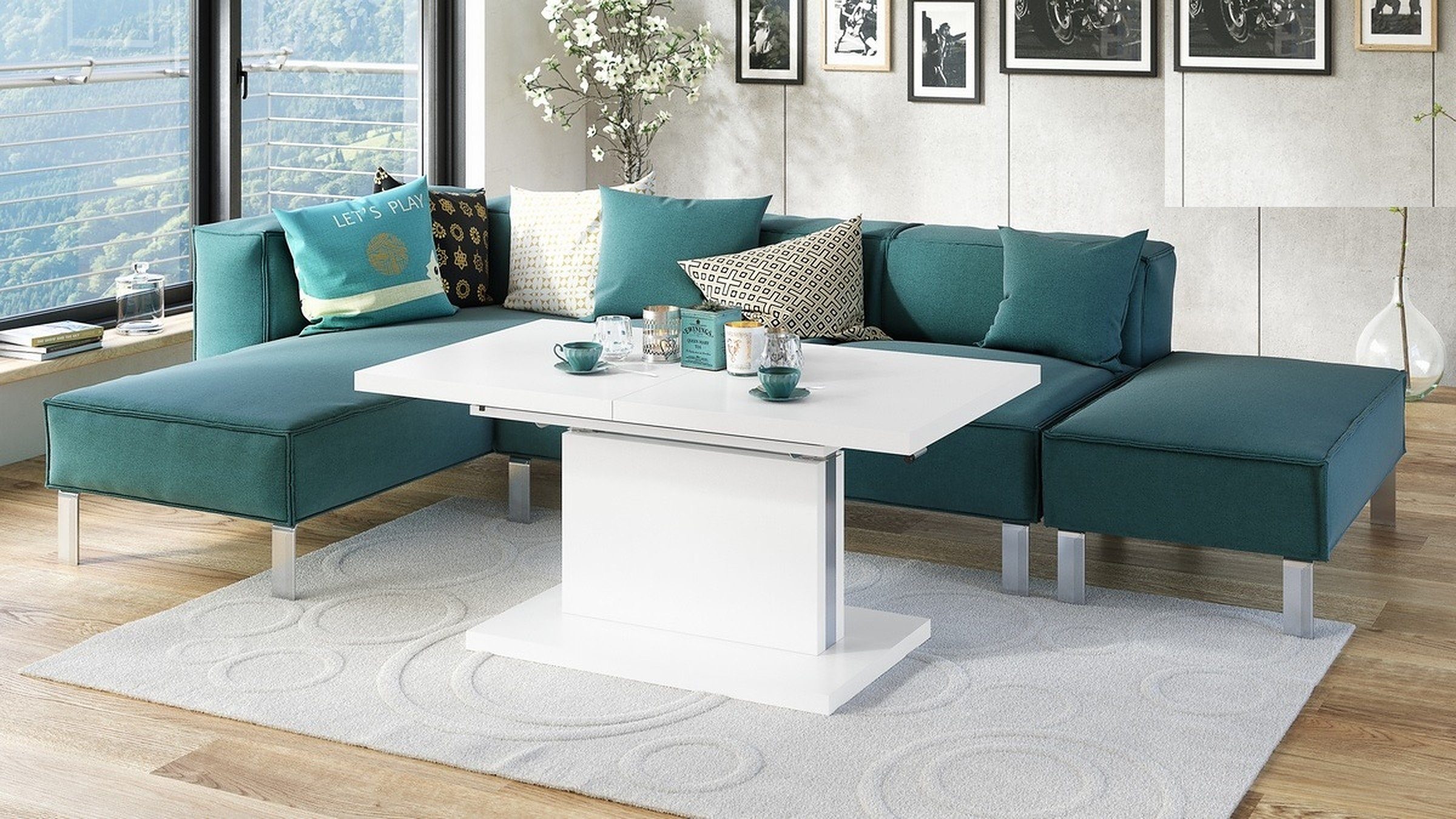 Mazzoni Couchtisch Aston Weiß Matt stufenlos günstig online kaufen
