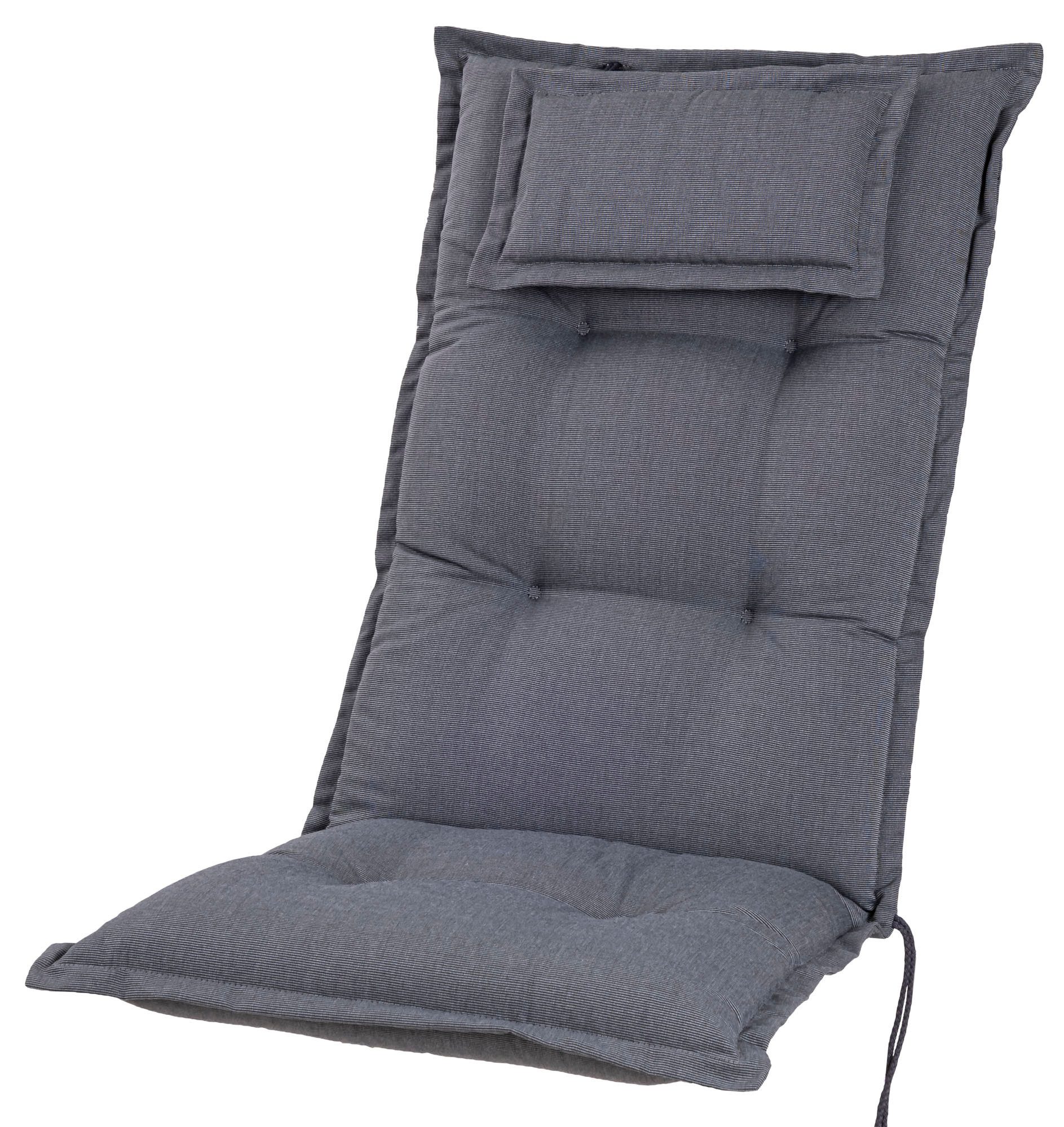 KETTtex Hochlehnerauflage Hochlehner Rom 50089-51 grau meliert 123x50x9 cm KETTtex, (1 St), mit Bindebändern