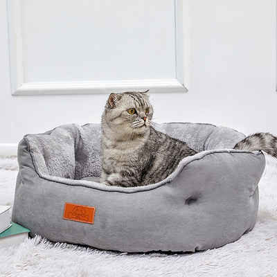 CALIYO Tierbett Katzenbett waschbar Katzen Bettchen mit zweiseitig Innenkissen, Aus hochwertigem, baumwollartigem Polypropylen hergestellt