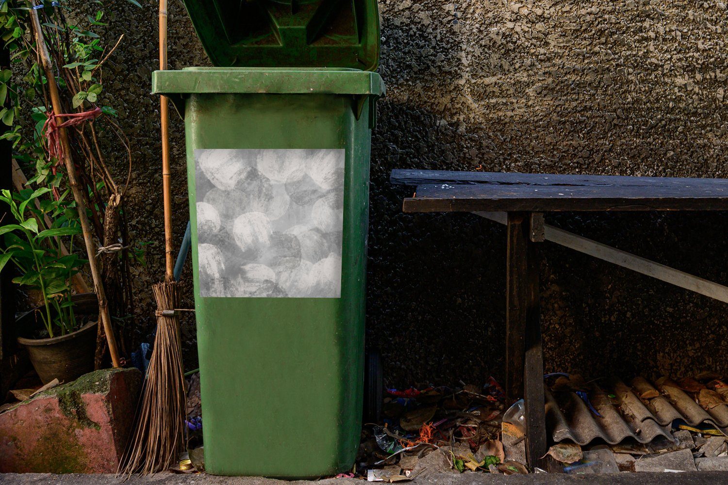 - Container, - Mülltonne, Malerei Wandsticker Grau Abfalbehälter (1 Mülleimer-aufkleber, Abstrakt Sticker, MuchoWow Farbe St), -