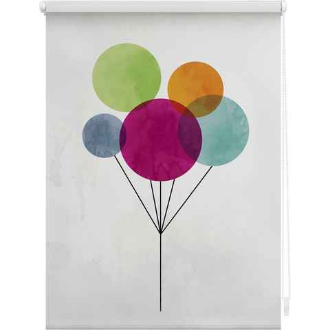Seitenzugrollo Klemmfix Motiv Ballon, LICHTBLICK ORIGINAL, Lichtschutz, ohne Bohren, freihängend, Klemmfix, bedruckt
