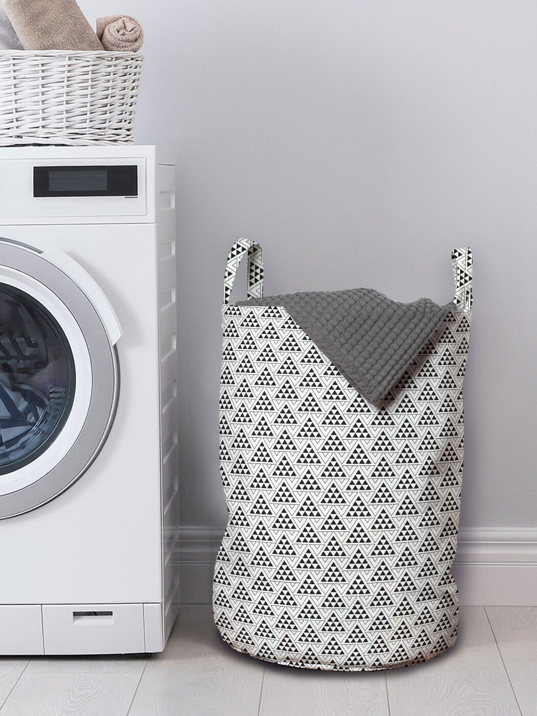 Wäschesäckchen Abstrakt: Abakuhaus Waschsalons, für mit Wäschekorb Dreiecke Motive Geometrisch Kordelzugverschluss Griffen