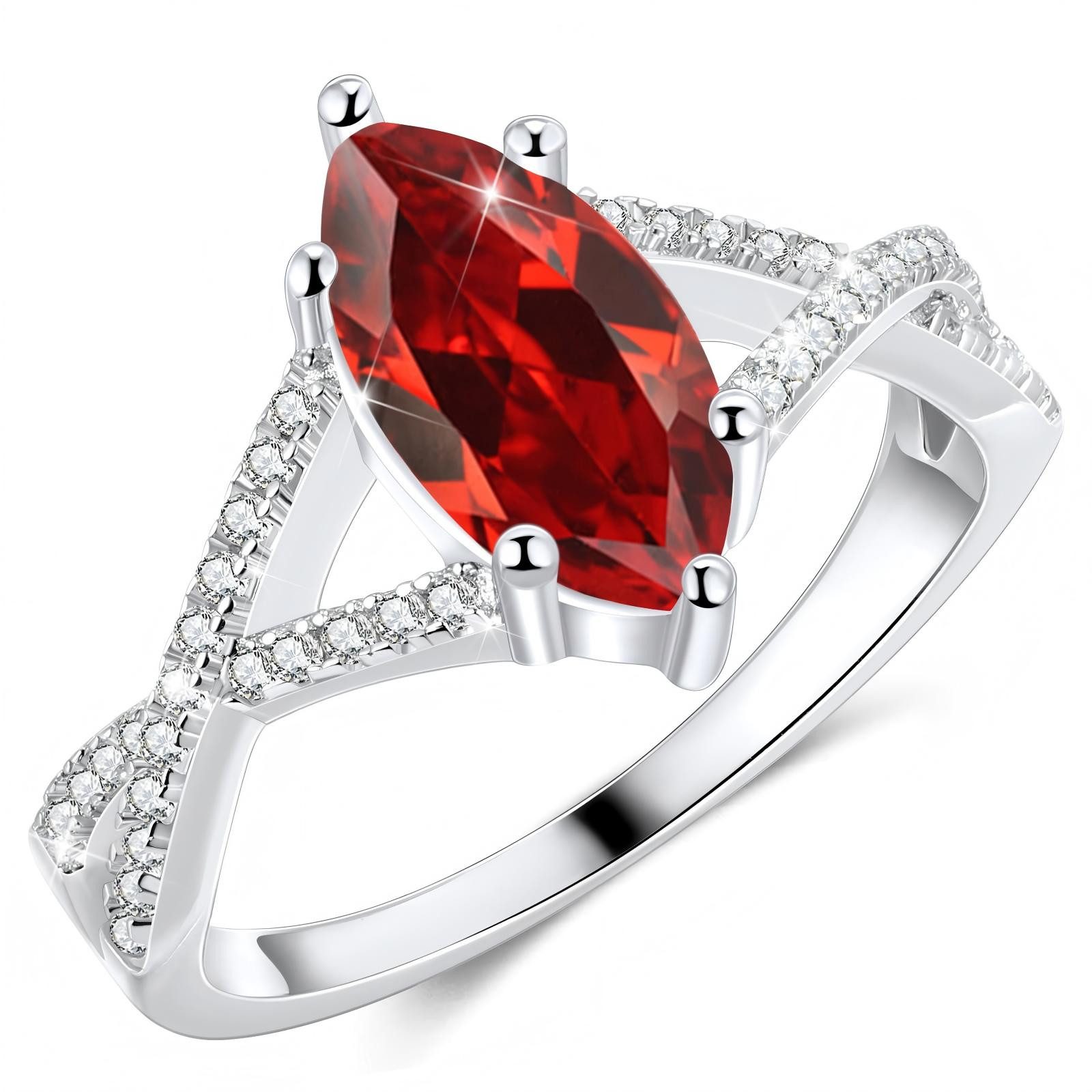 Jumpeak Trauring 1,5ct-Edelsteinring, Diamantring aus 585er Weißgold, Damen-Ehering, Rubinring, Smaragdring, Geschenk für Damen, Echtheitszertifikat