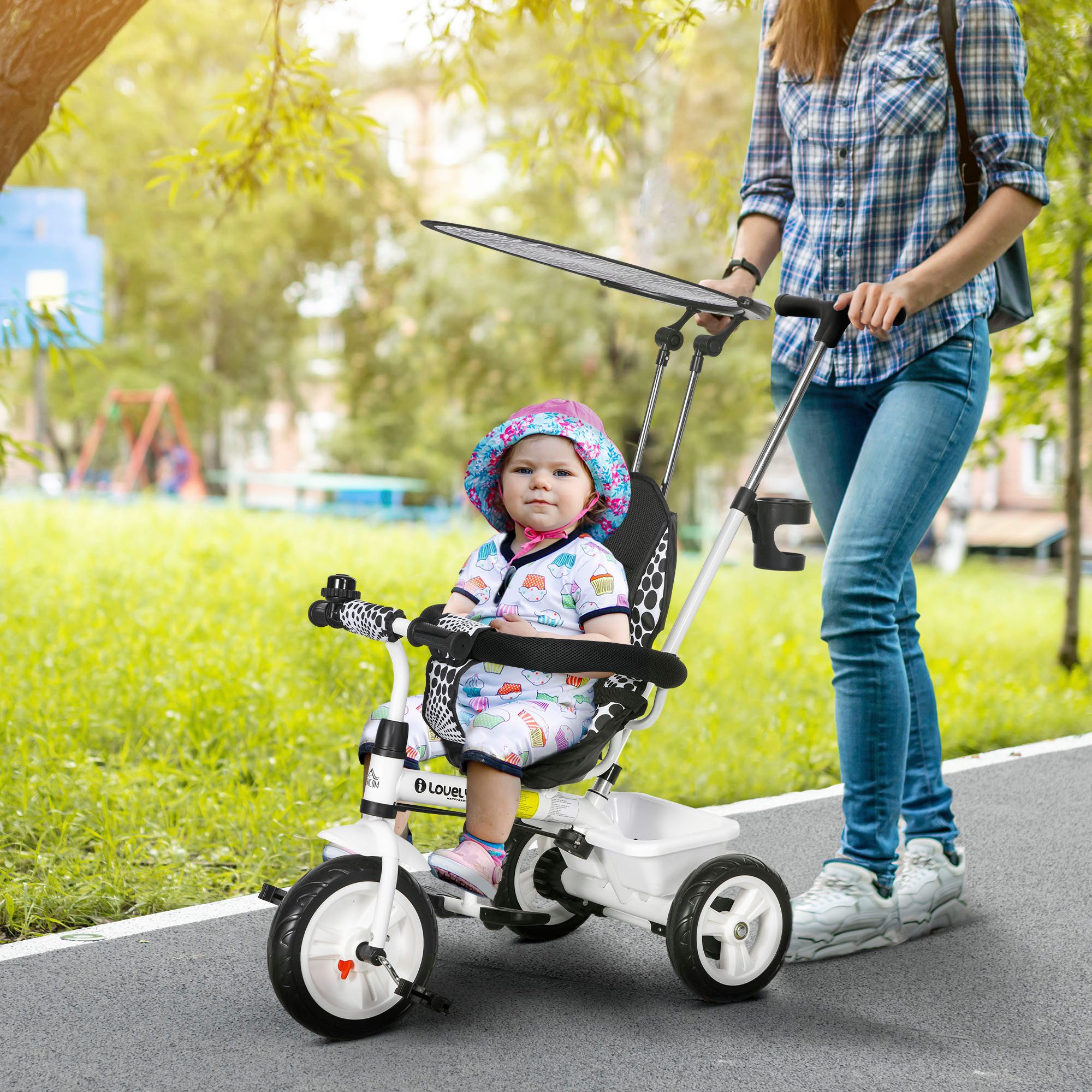 HOMCOM Dreirad 6-in-1 Kinderdreirad mit Schiebestange, günstig online kaufen