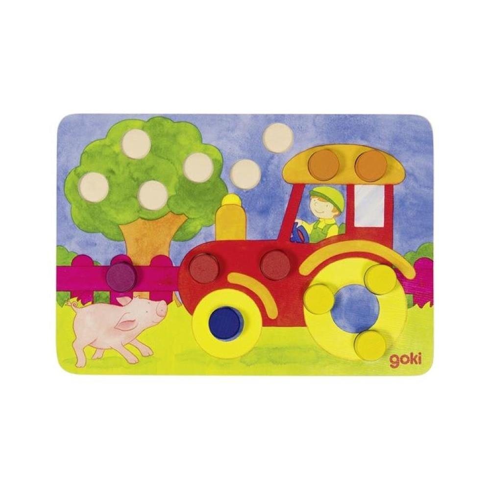 goki Spiel Farbwürfelspiel, Kinderspiel, aus Holz, mit Farben, Lernspiel