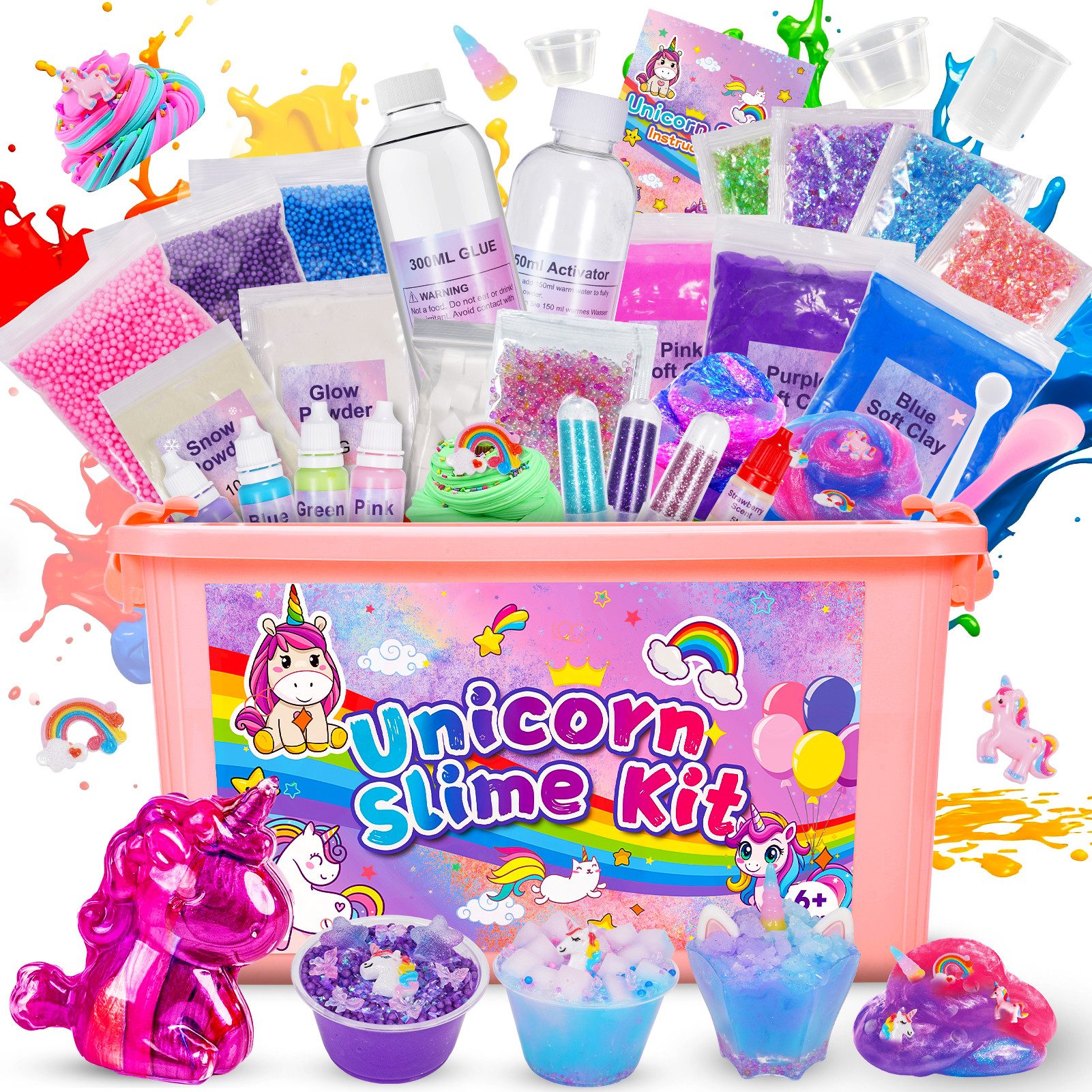 Wootoy Kreativset Experimentierkasten Schleim Bastelset Galaxy Einhorn DIY Slime Kit, (mit Glitzer Perlen und Zubehör zum Kreativen Gestalten, 1-tlg., Schleim-Bastelset in zwei Themenwelten: Galaxie oder Einhorn), Fördert Kreativität Feinmotorik und spiel