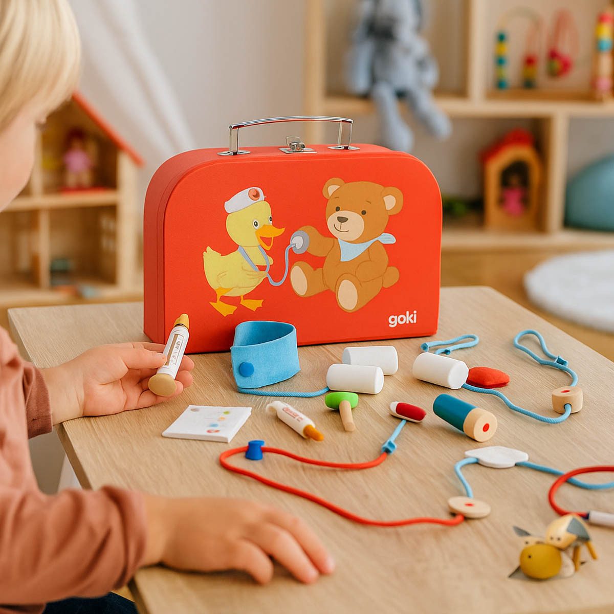 goki Spielzeug-Arztkoffer Arztkoffer goki, (packung, 11-tlg., koffer), mit allen wichtigen Instrumenten