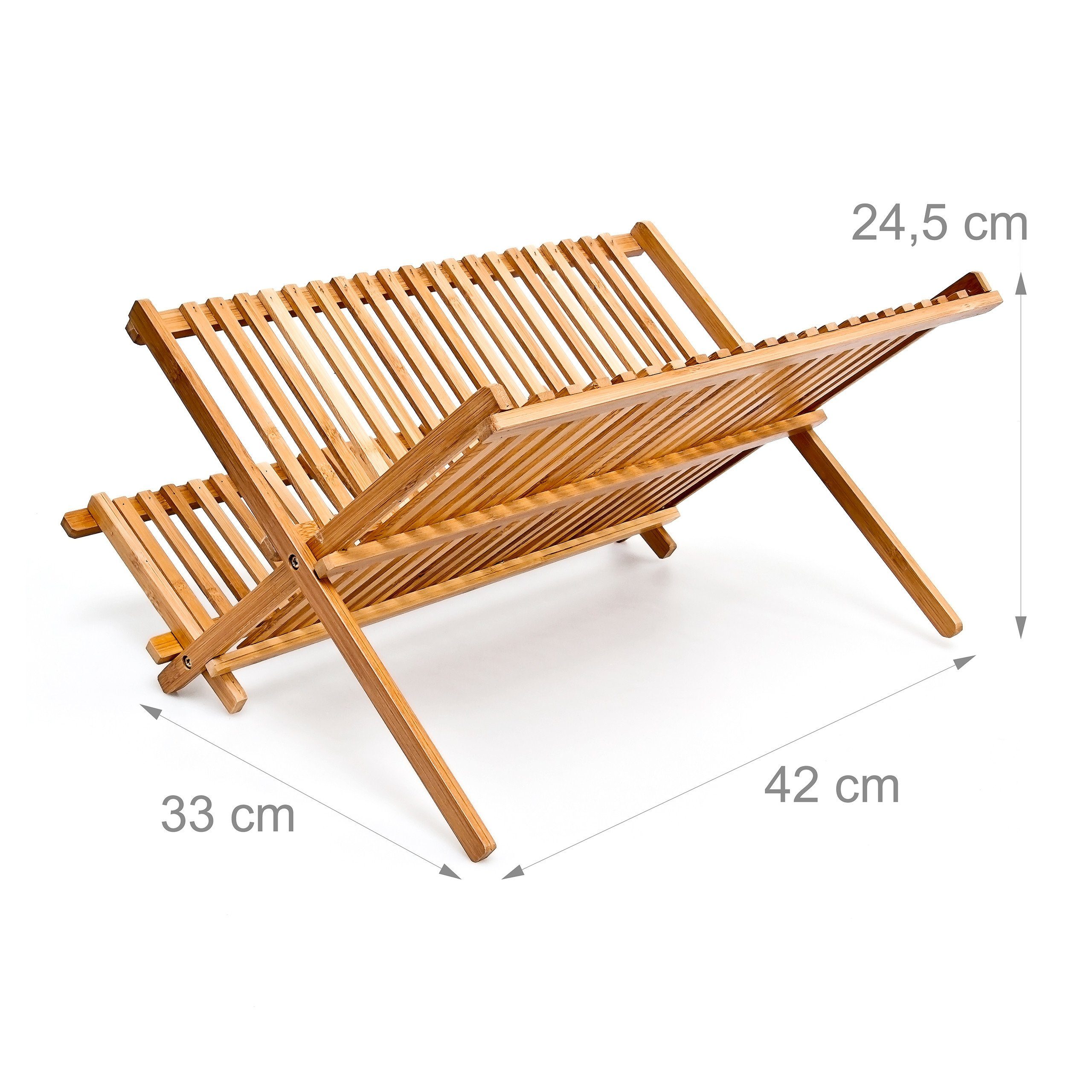 relaxdays Trockenständer Abtropfgestell CROSS Bambus 42 cm breit – Bild 4 von 5