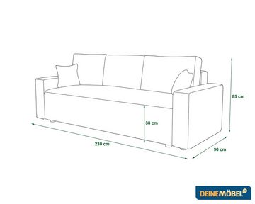 Deine Möbel 24 Schlafsofa ABRO Sofa mit Schlaffunktion Bettkasten Cord-Sofa Schlafsofa Couch, Set 2 Teile, Cord Couch, 3-Sitzer, Top Qualität